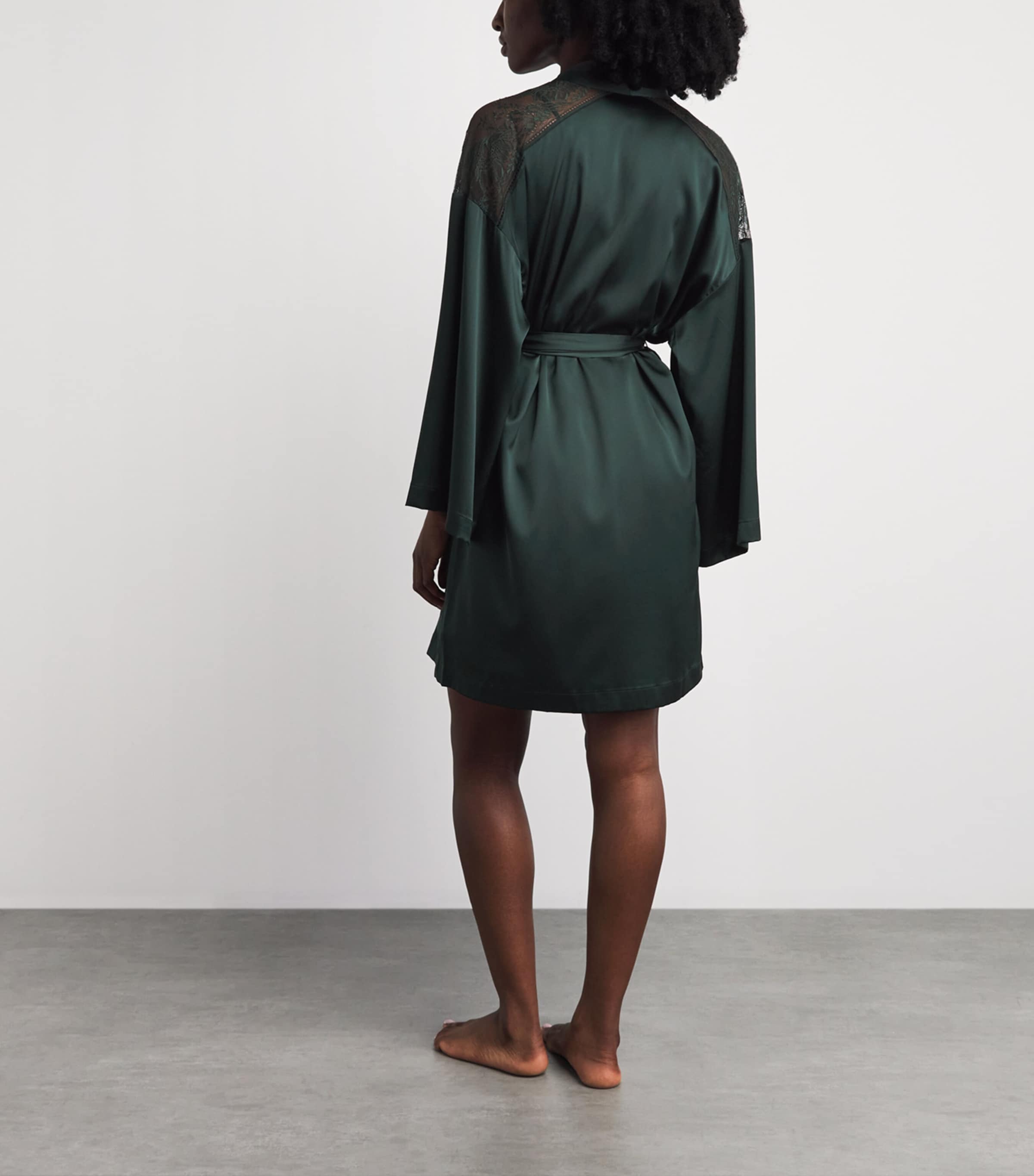 Aubade Womens Silk-Blend Midnight Whisper Robe Mysterious Green Image 4