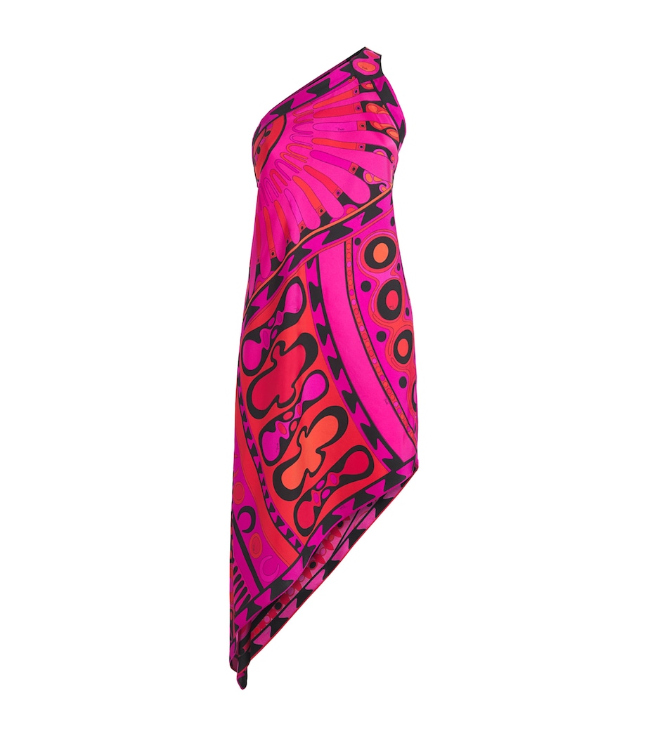 PUCCI Womens Silk Soleil One-Shoulder Midi Dress Fuchsia Image 1