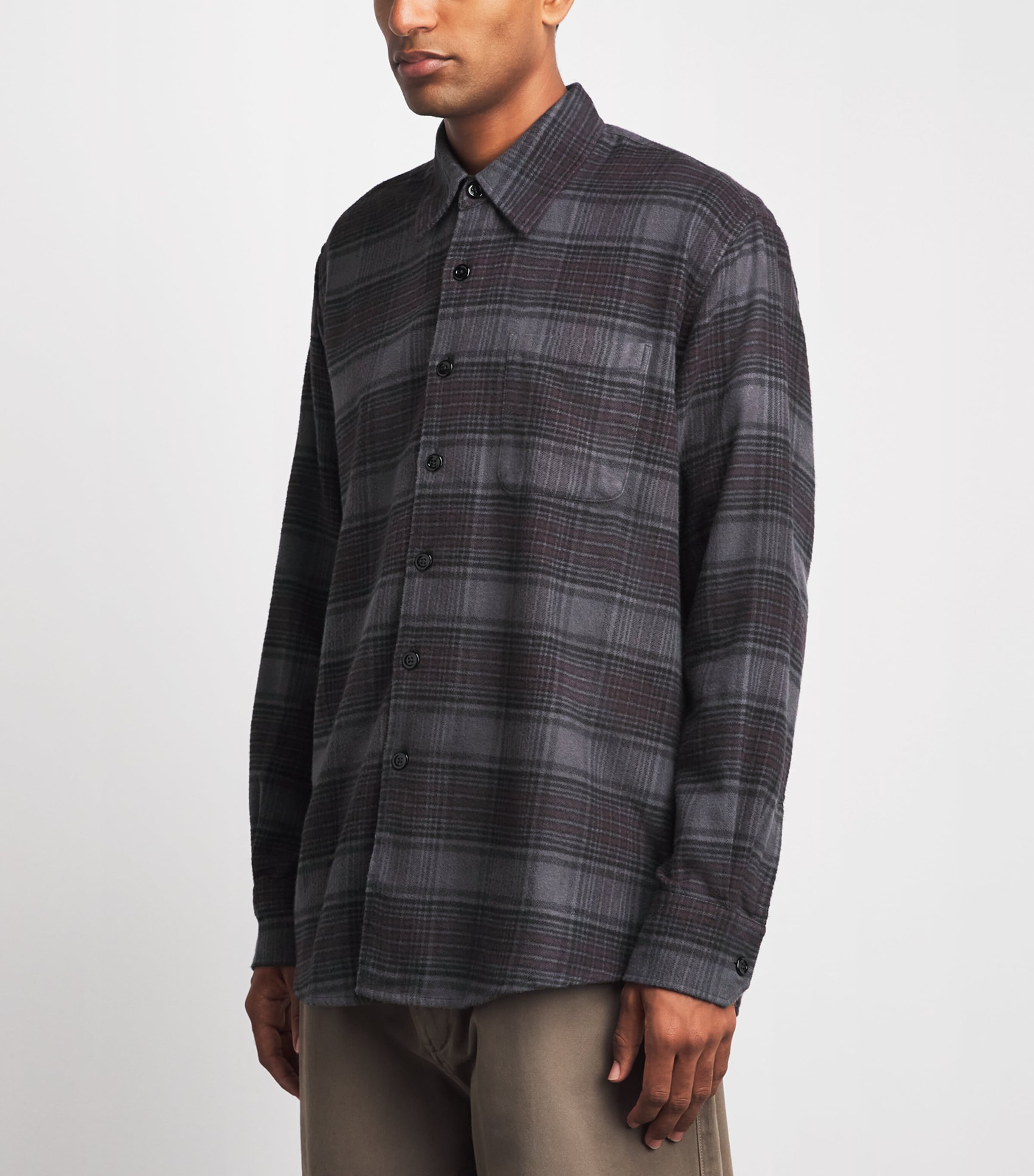 Our Legacy Mens Cotton Check Above Shirt Faded Nctrn Chk Flnl Image 4