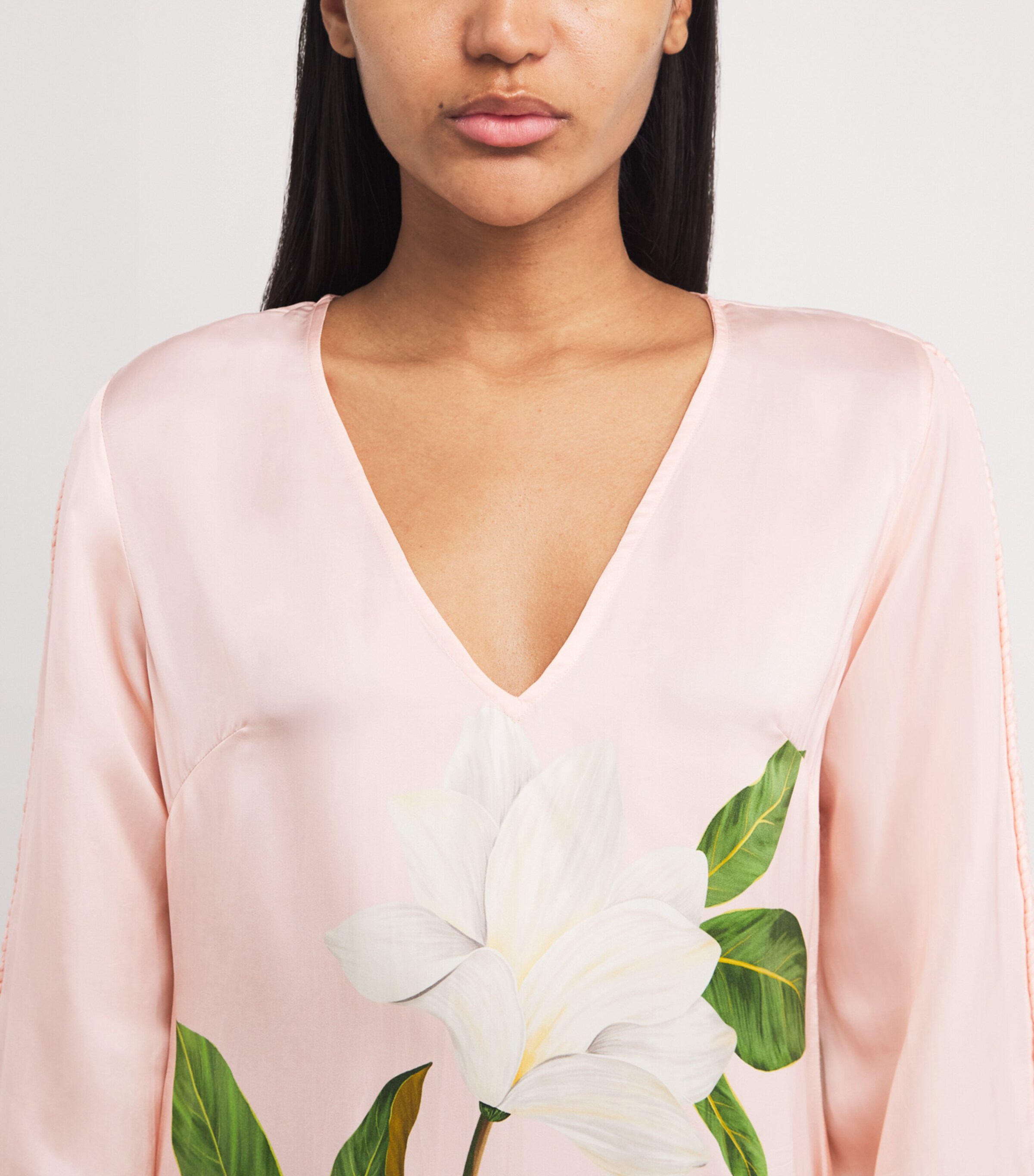 Magnolia Print Maxi Kaftan Dress BLUSH/SAGE GRN OMBRE Image 4