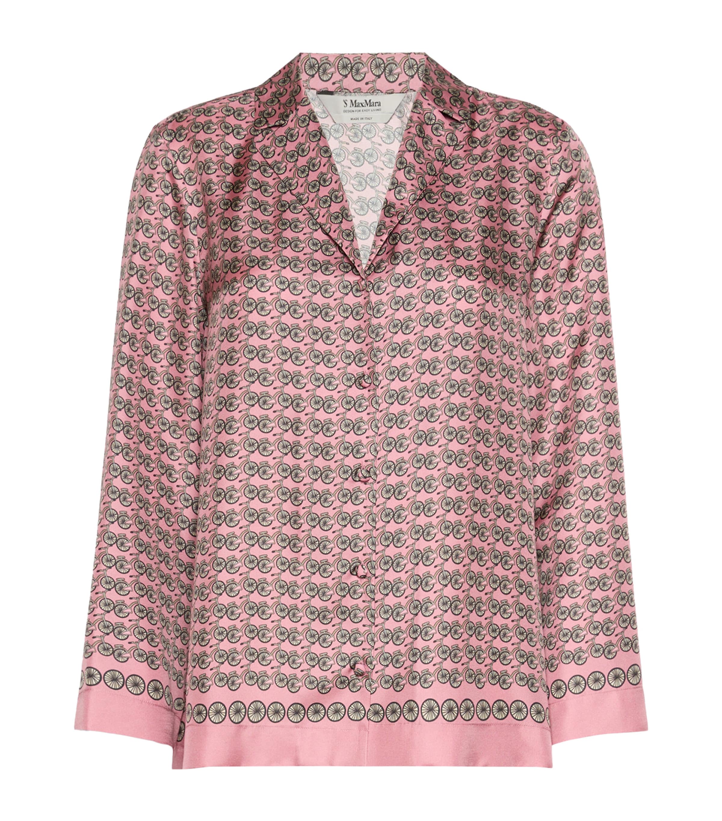 Max Mara Womens Silk Printed Shirt Pink Image 1