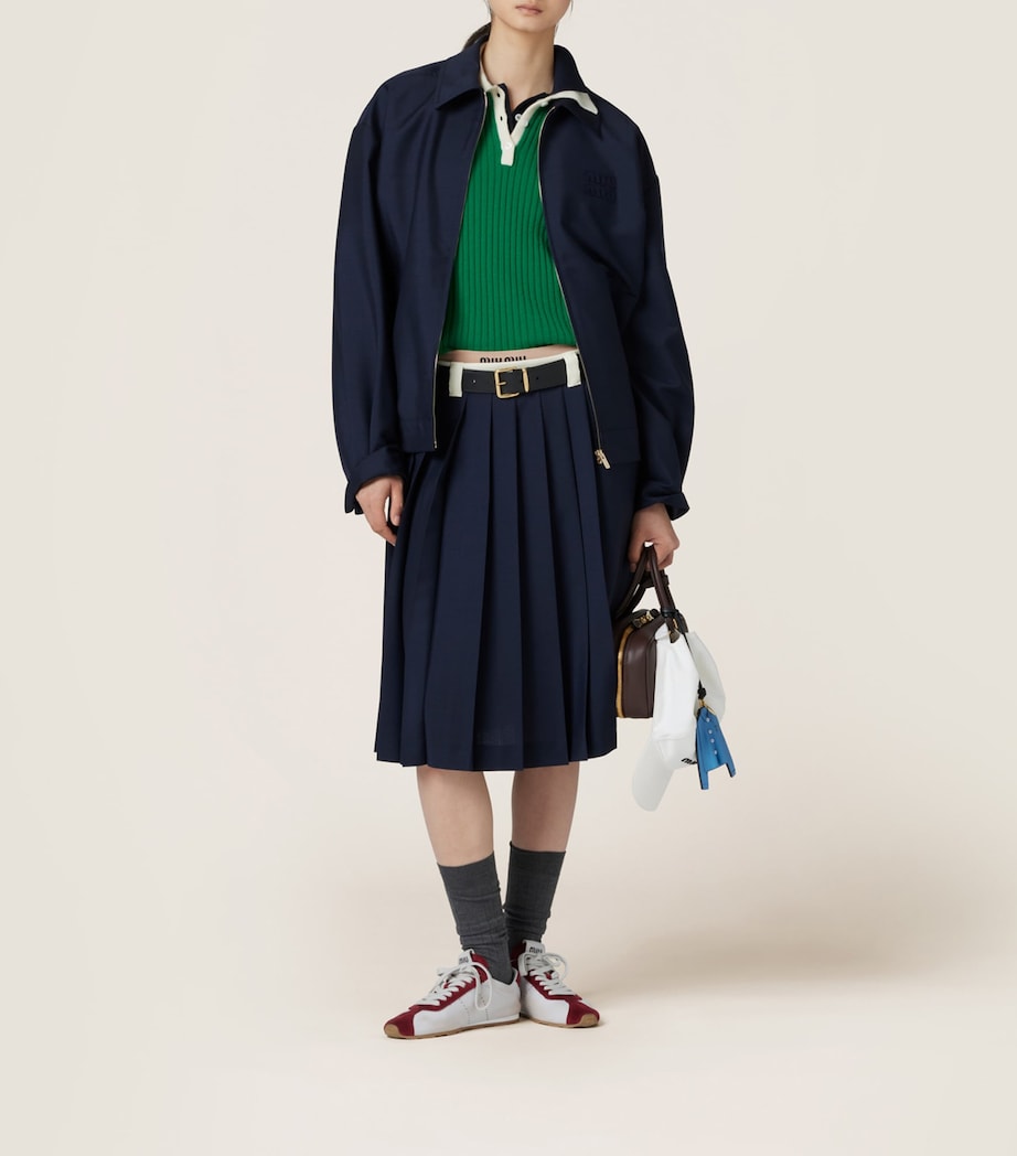 Mohair-Wool Blend Pleated Midi Skirt F0124 Image 2