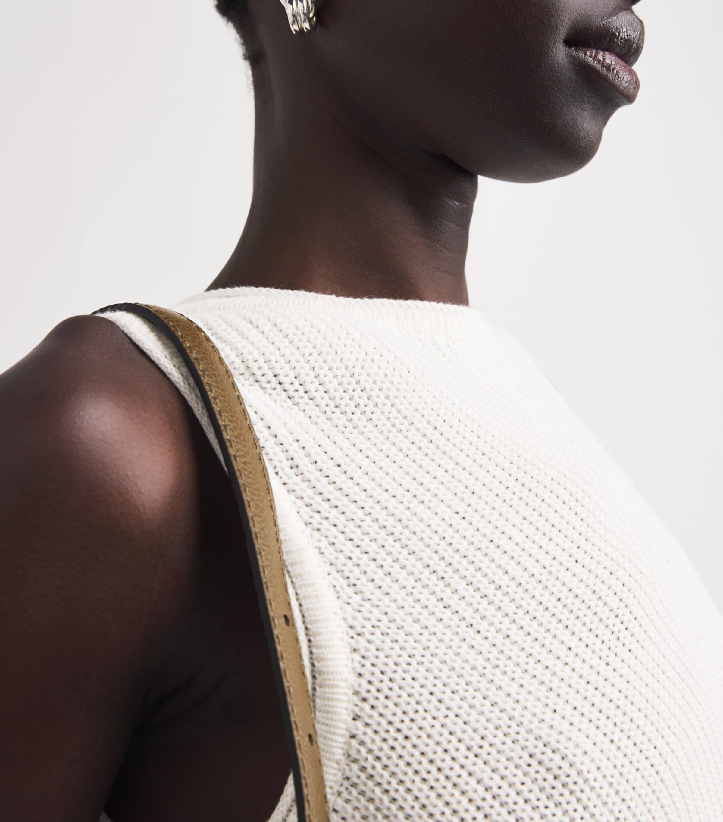 Falke Womens Textured Boat-Neck Midi Dress Off White Image 3