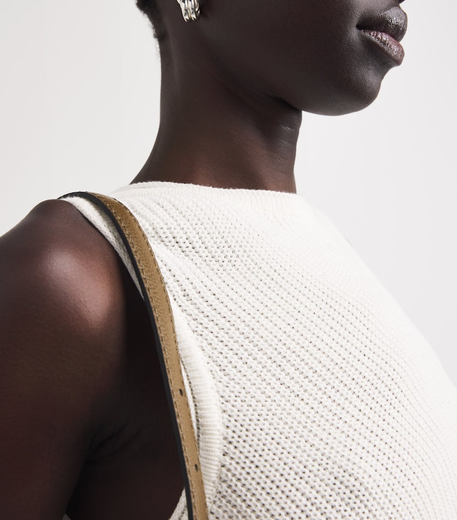 Falke Womens Textured Boat-Neck Midi Dress Off White Image 3