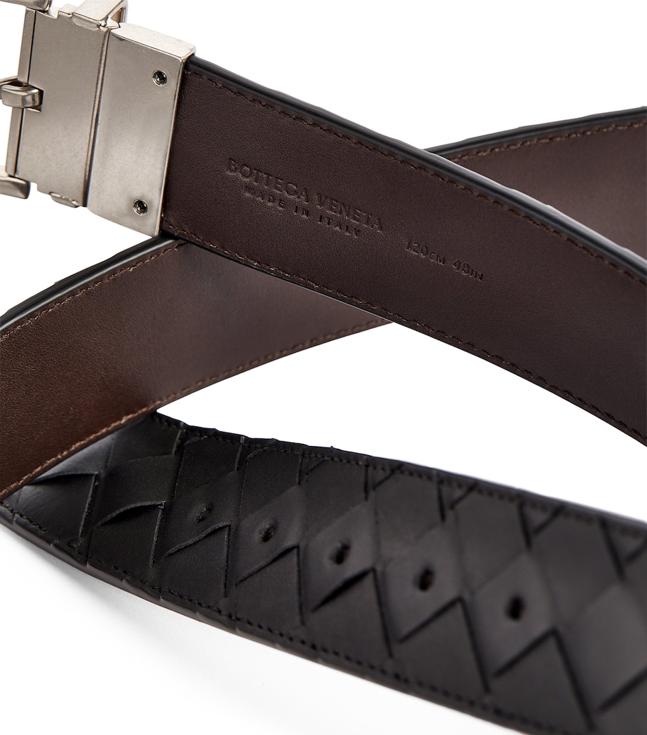 Leather Intrecciato Belt BLACK/FONDANT-SILV Image 2