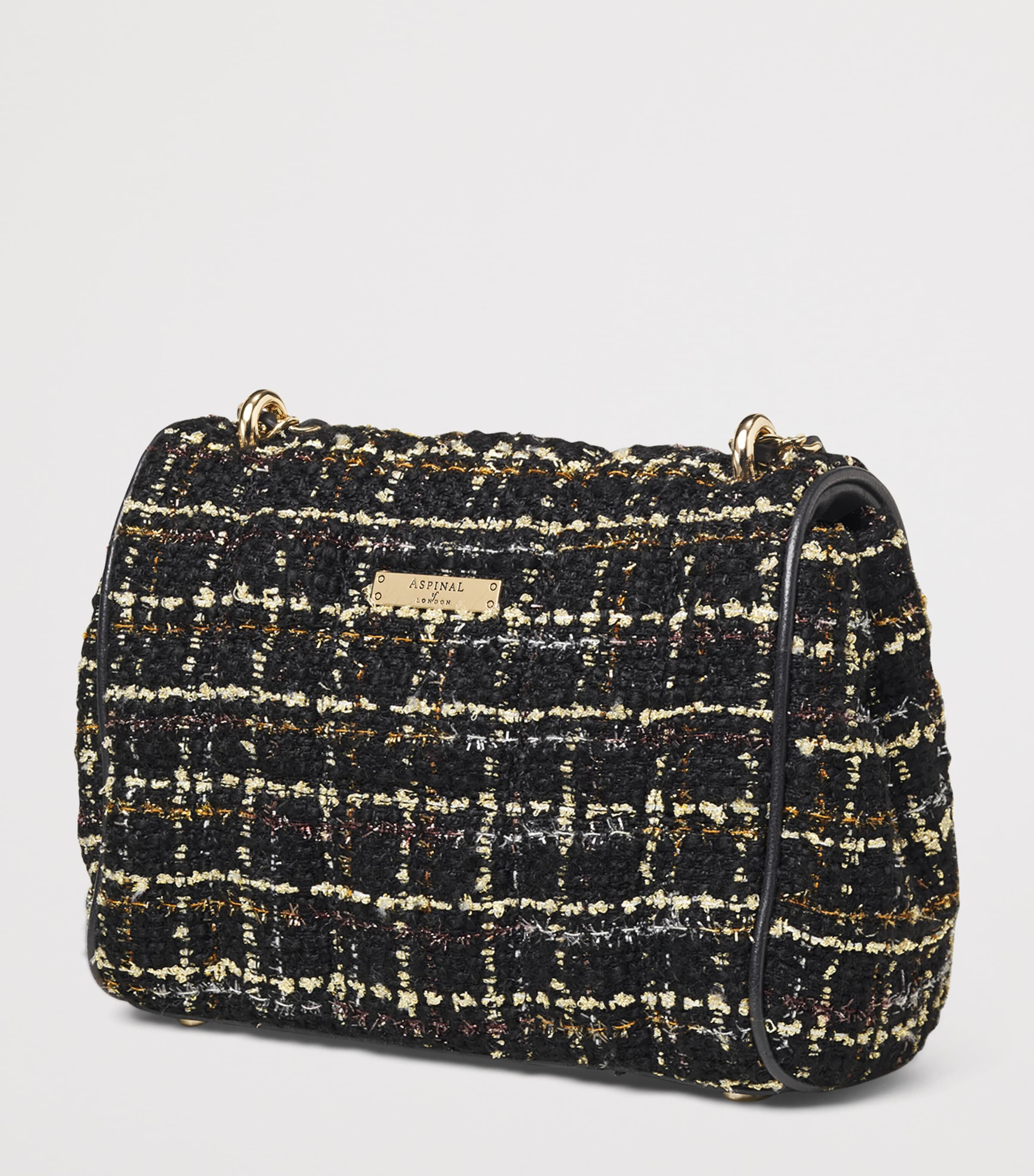 Small Tweed Lottie Cross-Body Bag BLACK Image 3