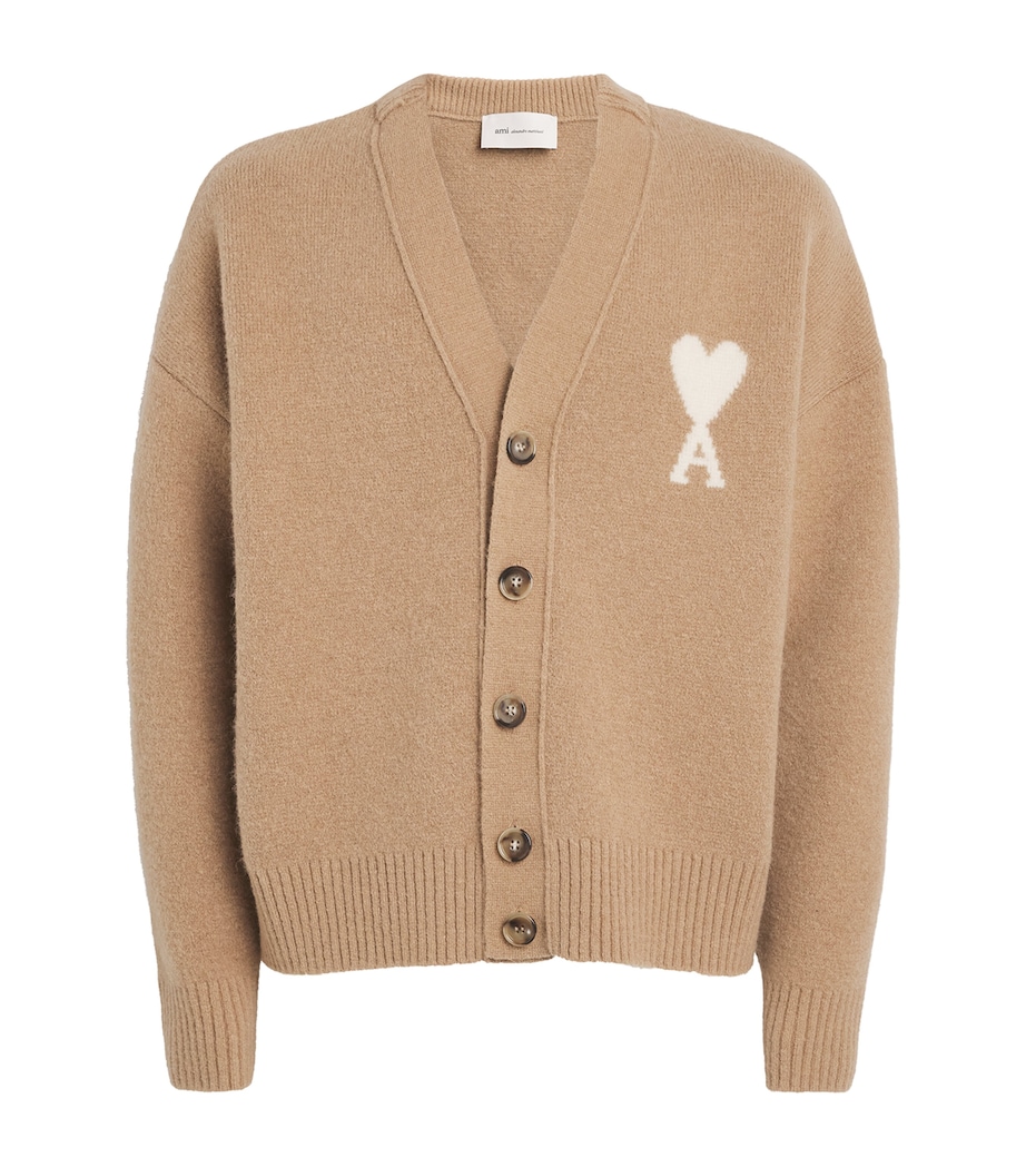 AMI Paris Mens Ami de Coeur Cardigan Bge Mastic/ecru Image 1