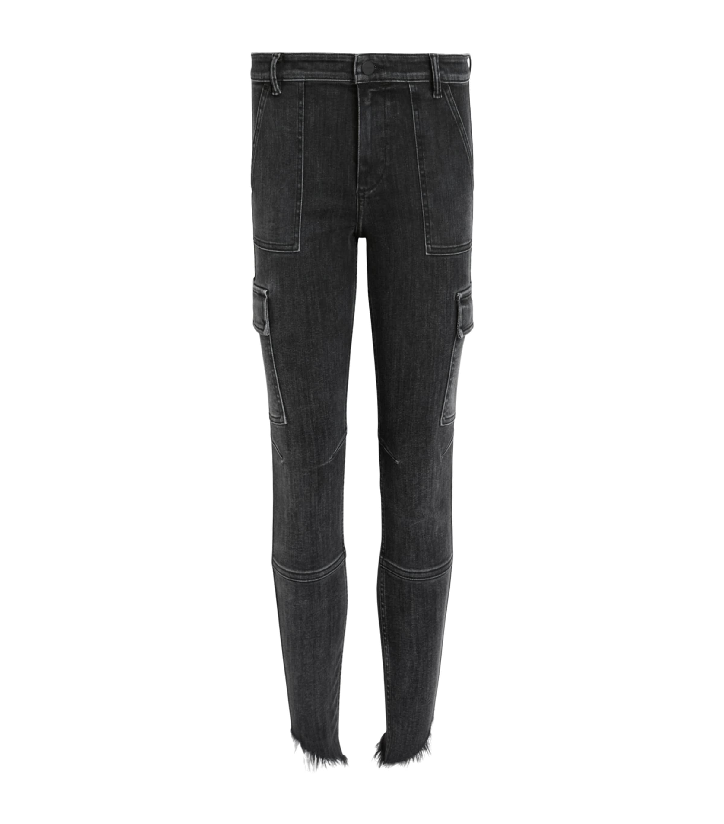 Shop Allsaints Duran Cargo Skinny Jeans In Black