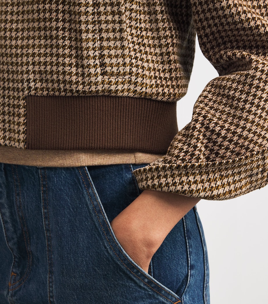 Houndstooth Bomber Jacket BROWN MULTI Image 6