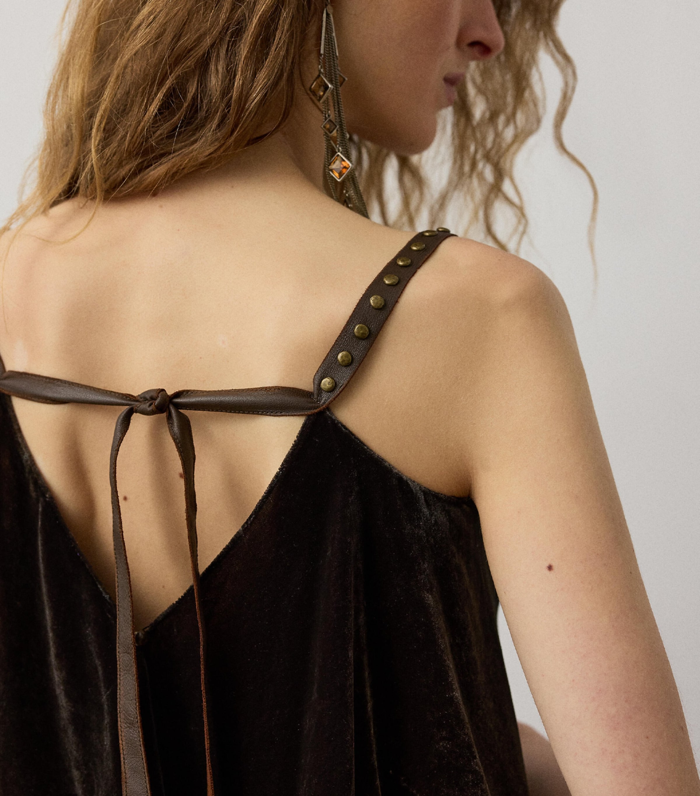 Ralph Lauren Collection Womens Velvet Asymmetrical Idina Top Chocolate Image 5