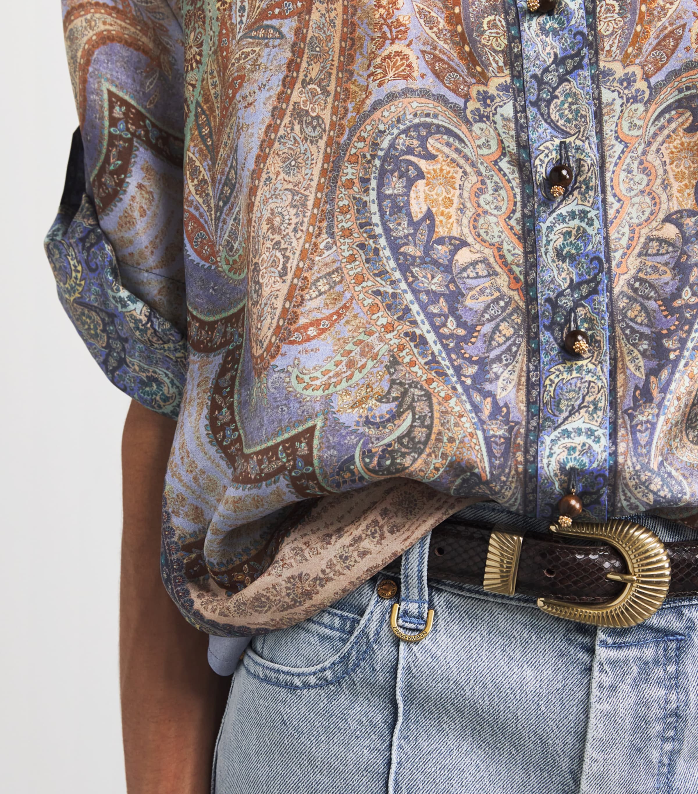 Silk Printed Wanderlust Shirt TAPSTRY BLU MLTITPBL Image 5