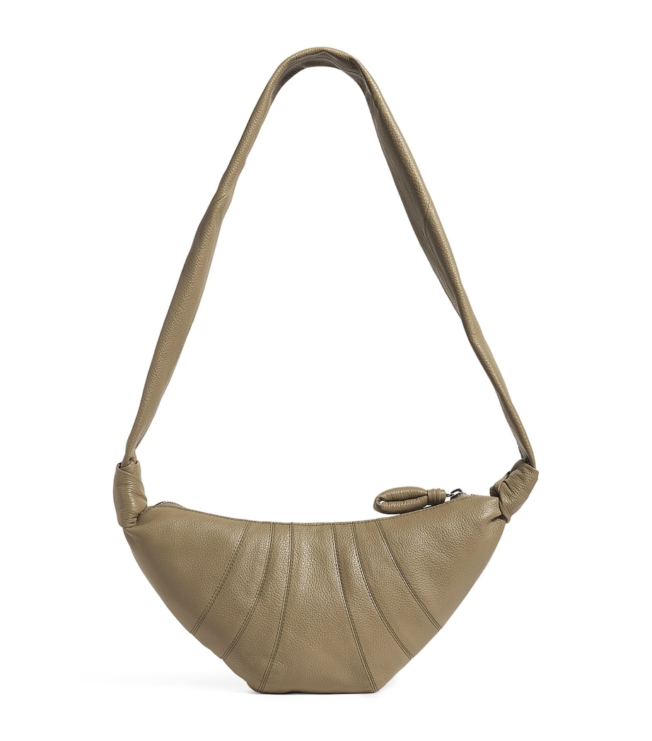 Small Grained Leather Croissant Cross-Body Bag GR641DUSTY KHAKI Image 1