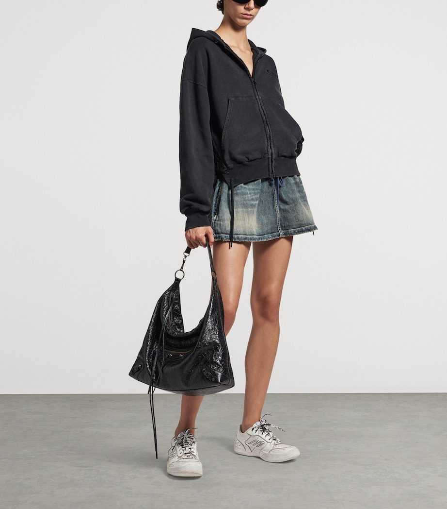 Cotton Lace-Up Zip Hoodie 1041 Image 2