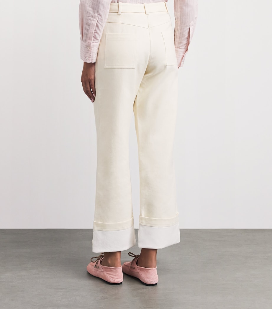 Claudie Pierlot Womens Cotton Wide-Leg Trousers Vanilla Image 5