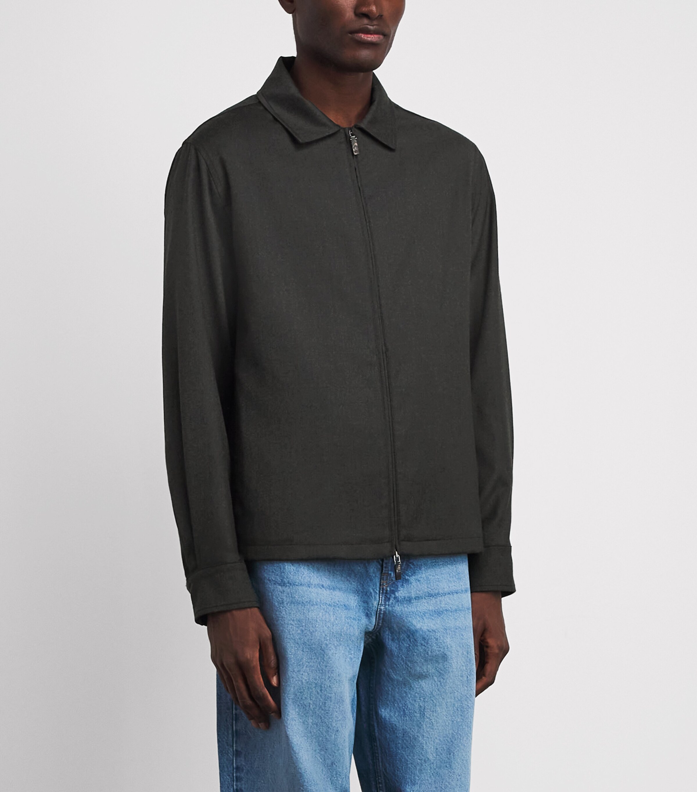 Maurizio Baldassari Mens Stretch-Wool Overshirt Deep Forest Image 4