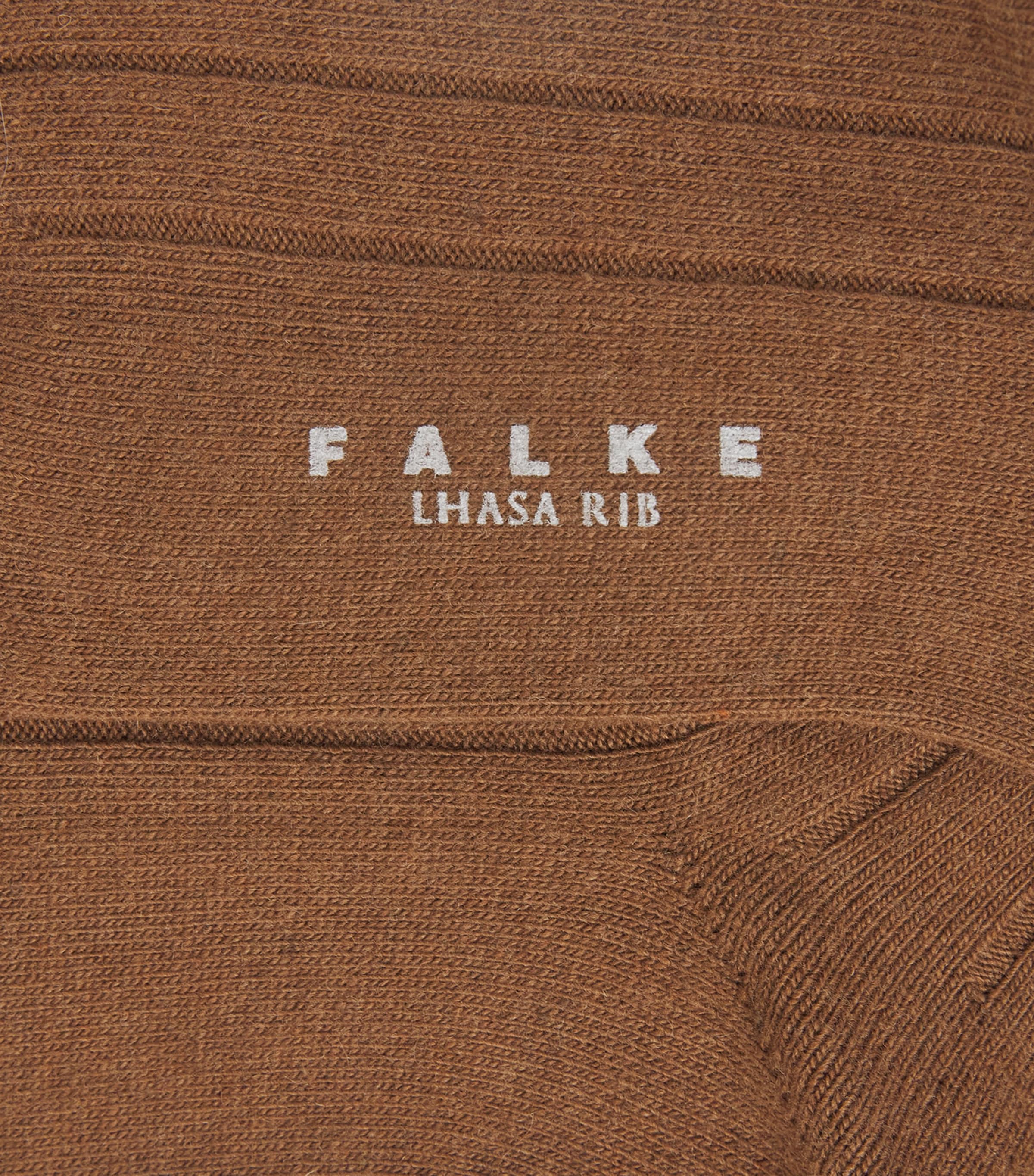 Falke Mens Wool-Cashmere Blend Lhasa Ribbed Socks Cappucino Image 2