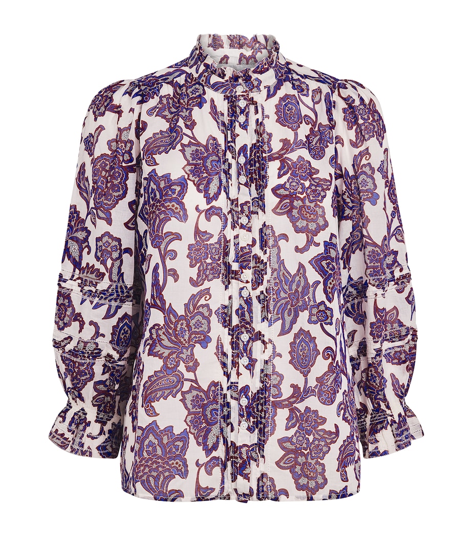 ME+EM Womens Cotton Floral Print Blouse Light Cream Multi Image 1