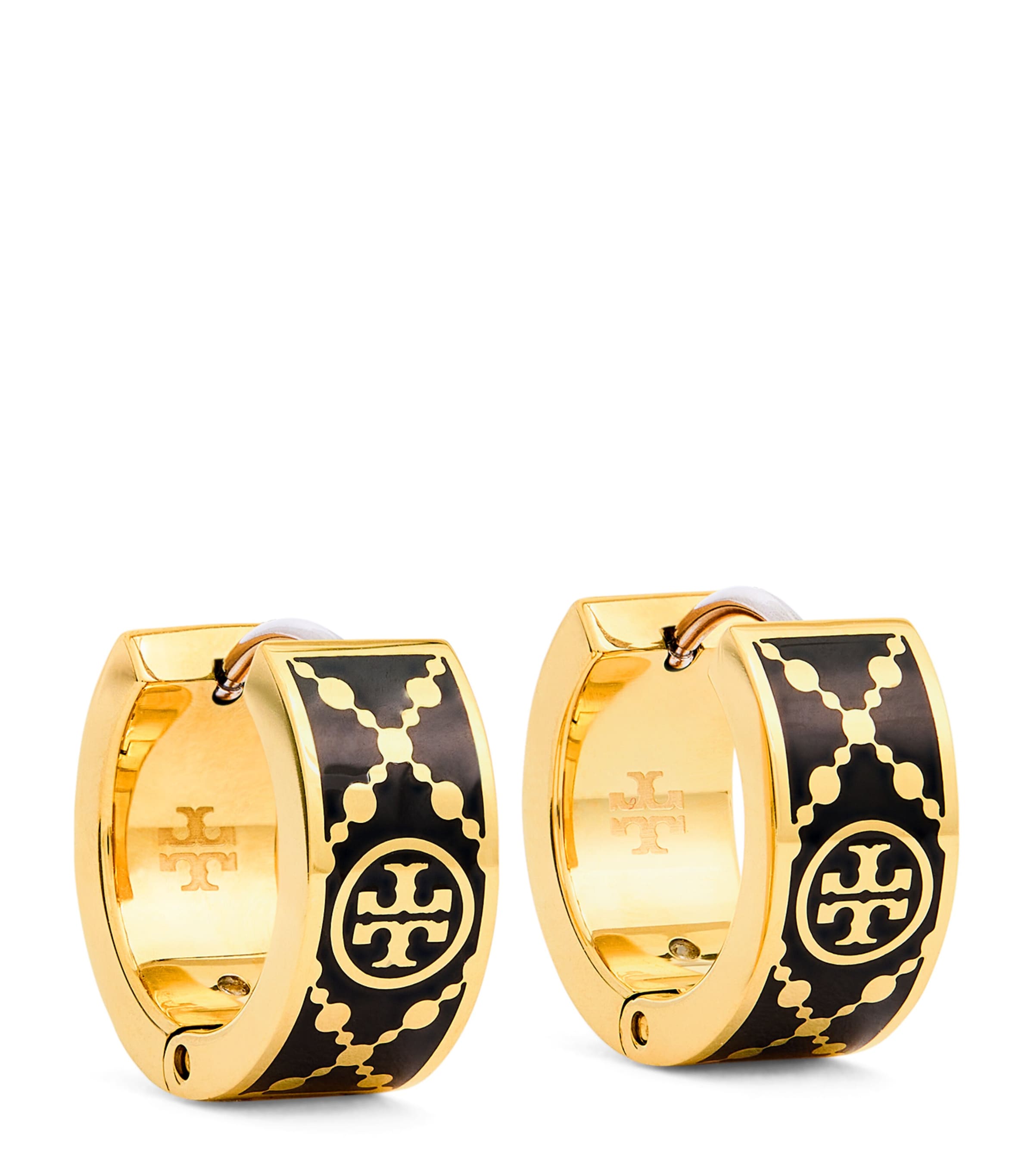 Tory Burch Double T Monogram Earrings In Gold