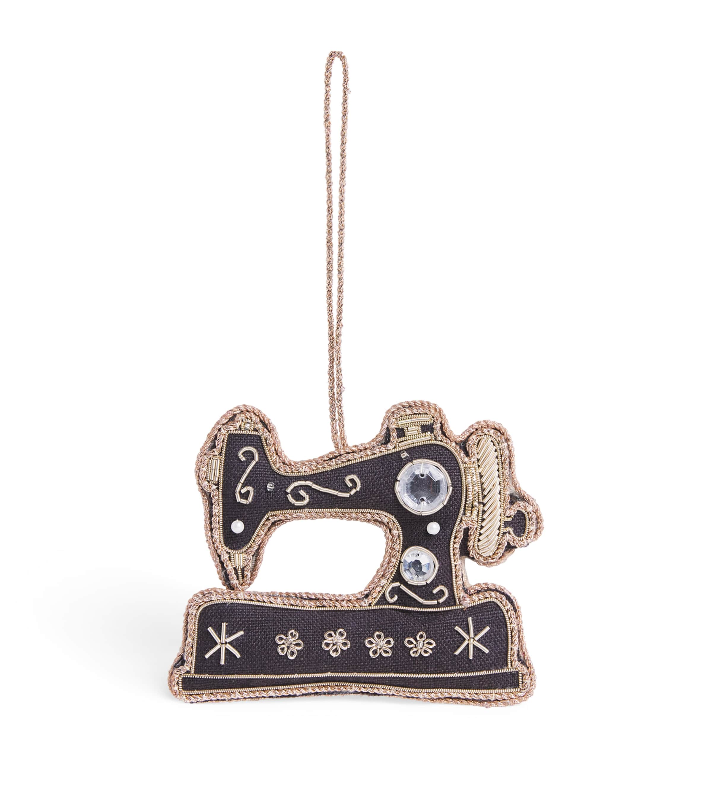 Katie Larmour Vintage Sewing Machine Tree Decoration Black Image 1