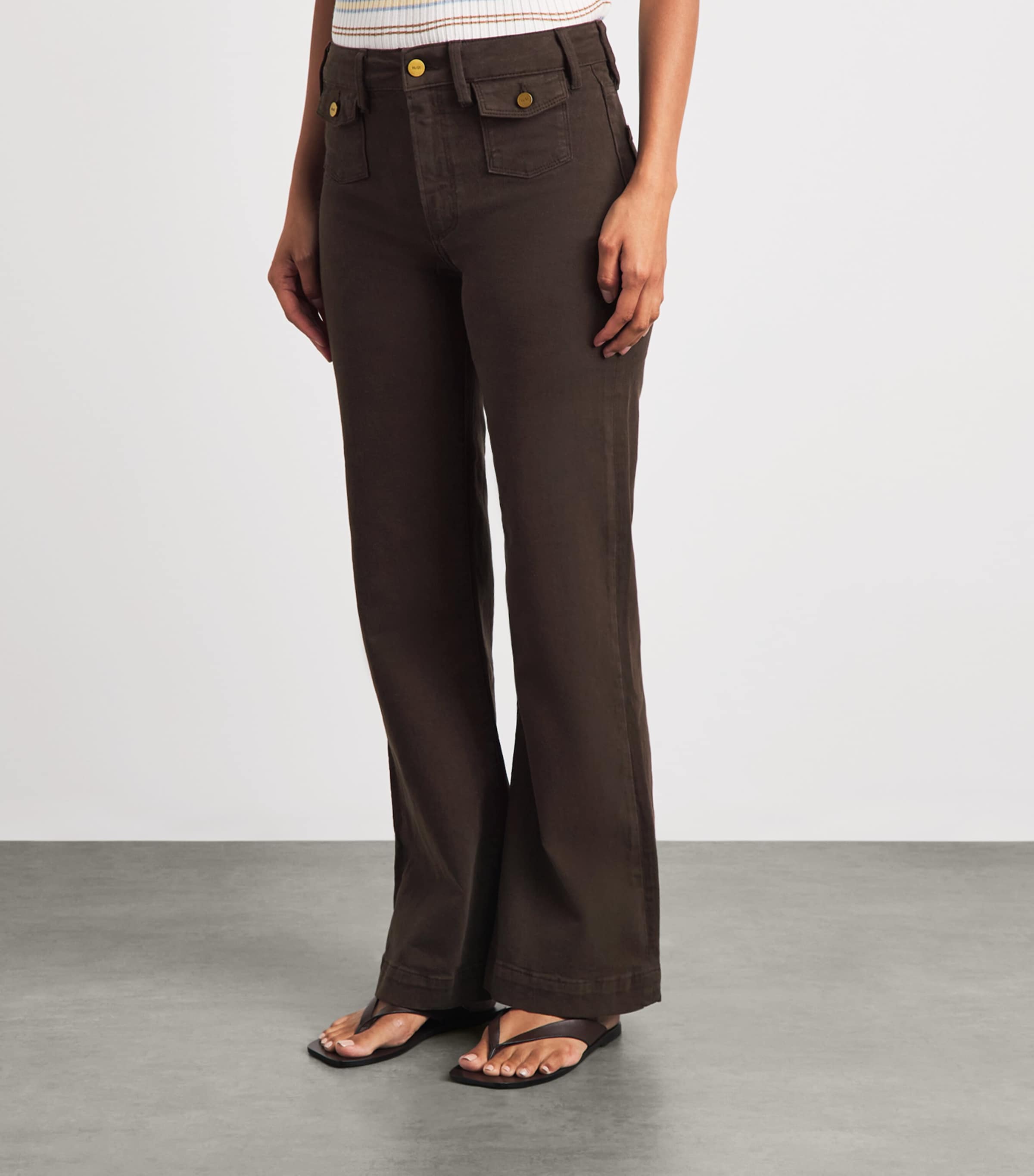 PAIGE Womens Leenah Wide-Leg Jeans Rich Chocolate Image 4