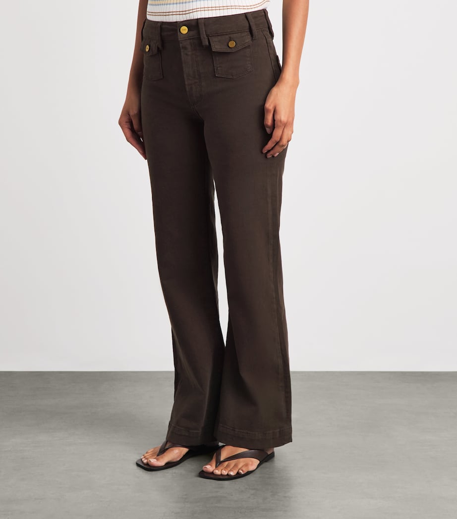 PAIGE Womens Leenah Wide-Leg Jeans Rich Chocolate Image 4