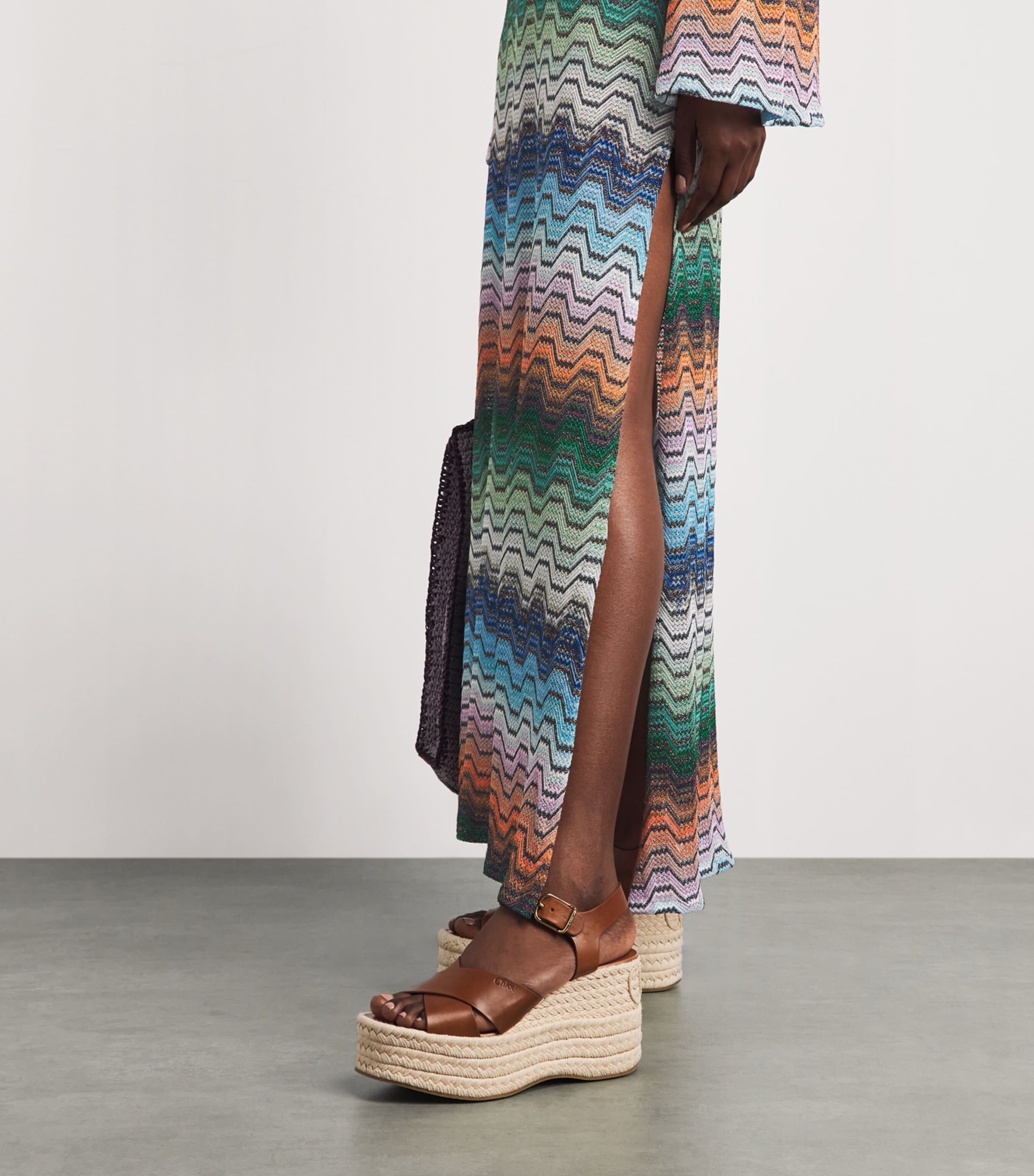 Missoni Womens Metallic Zigzag Kaftan Maxi Dress Smsnq Mlti Blk/gr/or Image 5
