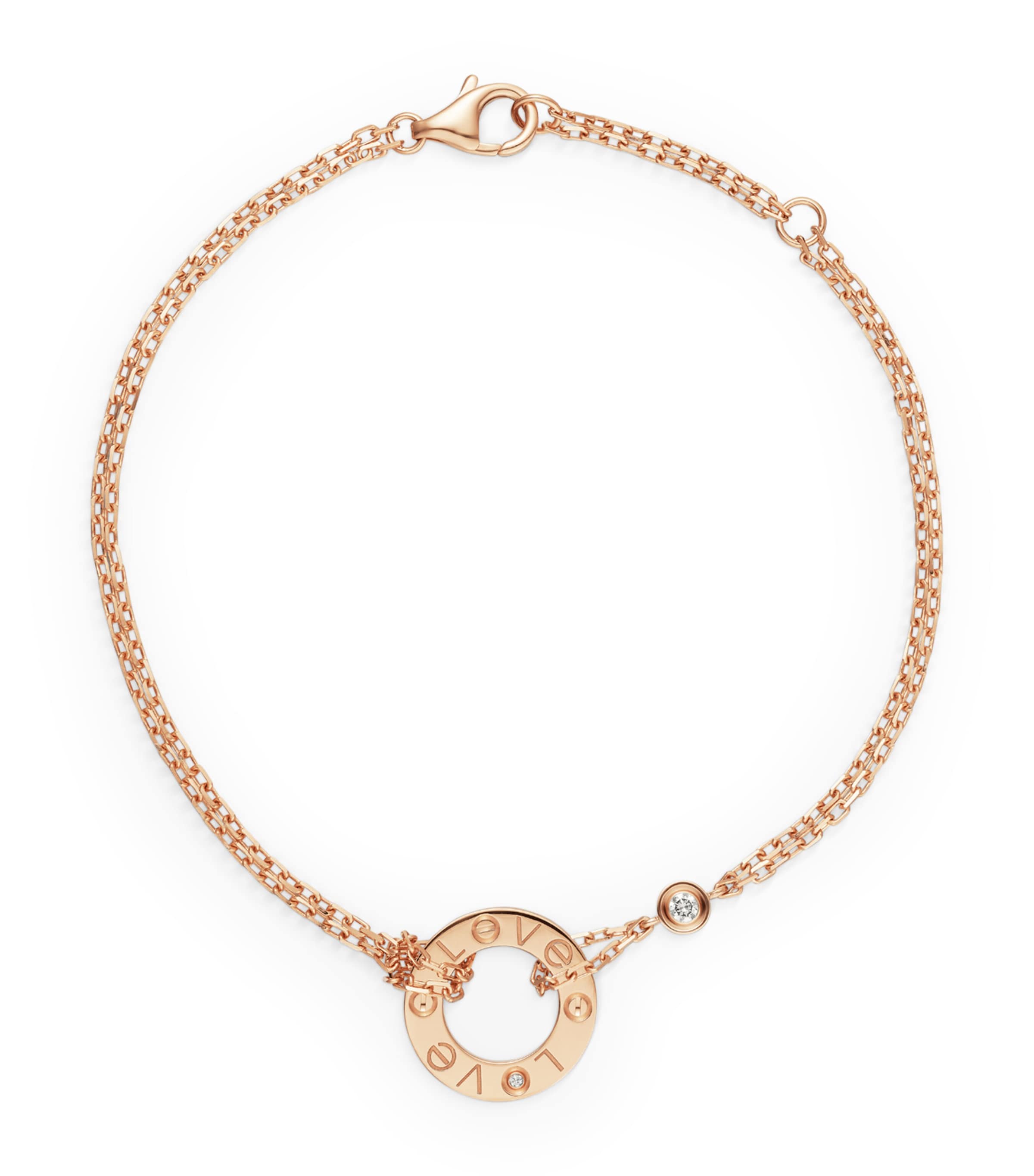 Rose Gold and Diamond LOVE Chain Bracelet ROSE GOLD Image 1