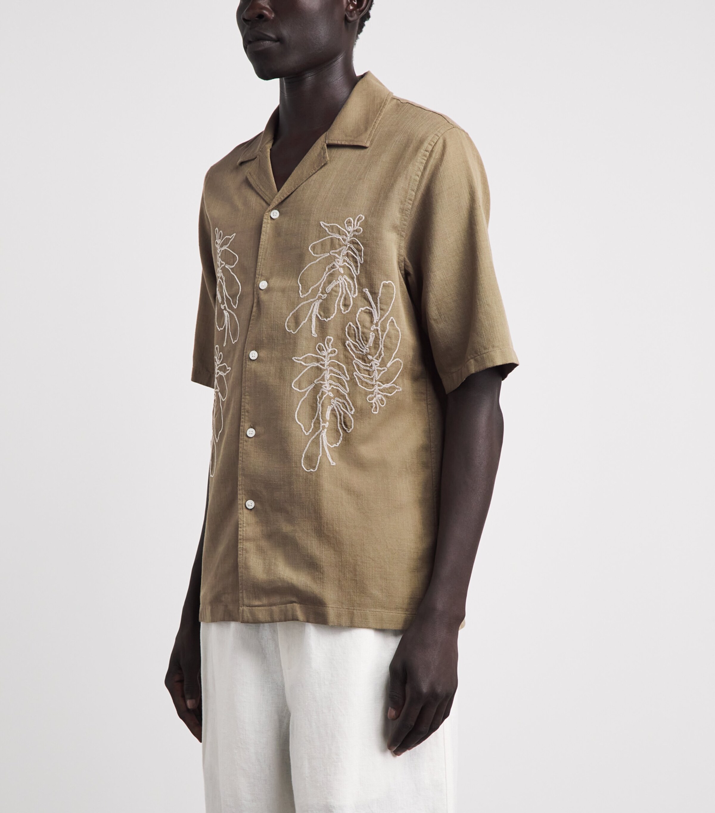Samsøe Samsøe Mens Embroidered Saoscar Shirt Dusky Green Image 4