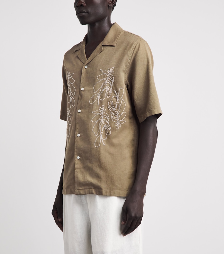 Samsøe Samsøe Mens Embroidered Saoscar Shirt Dusky Green Image 4