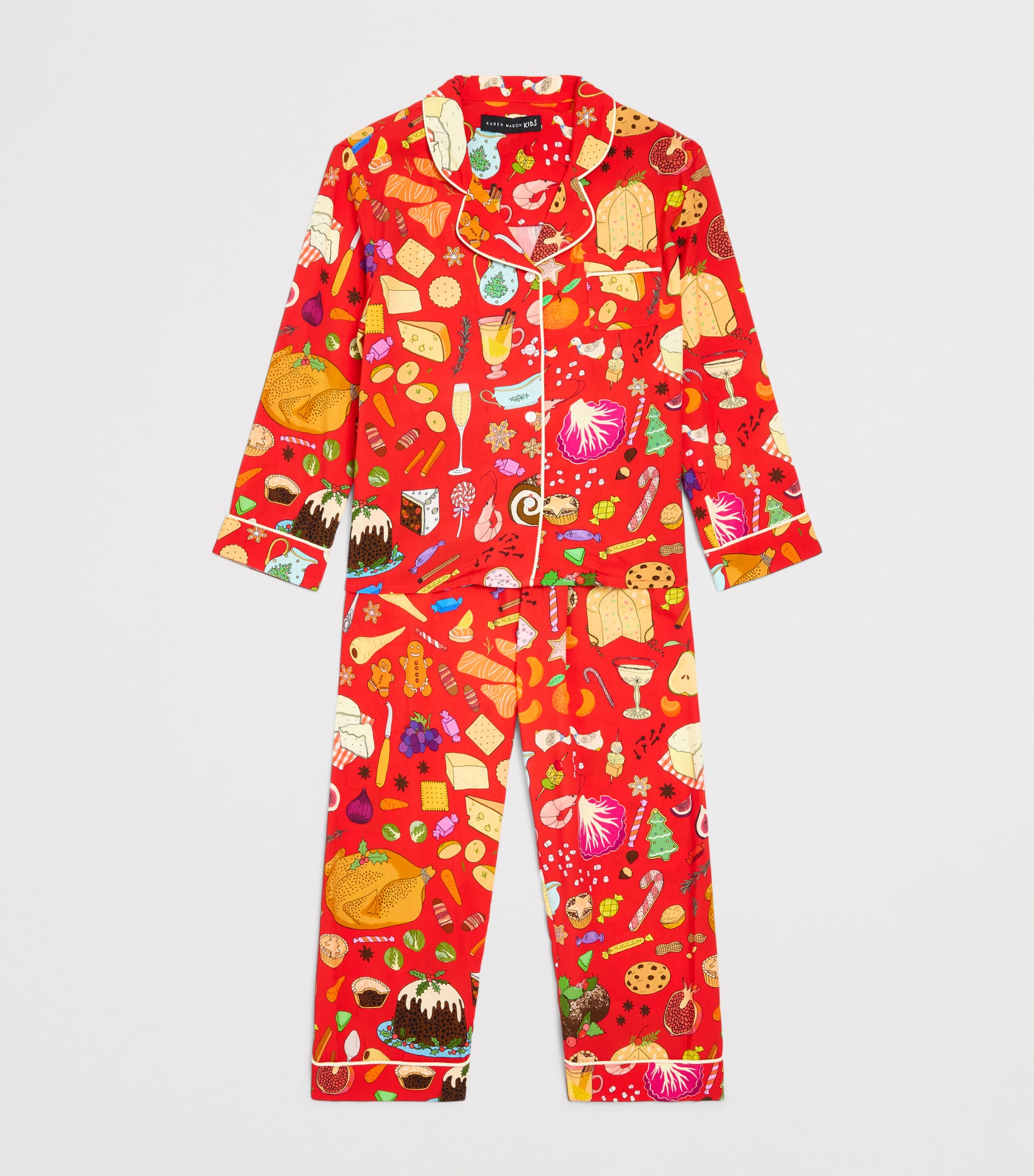 KAREN MABON KIDS Holiday Feast Print Pyjama Set (2-13 Years) Red Image 3