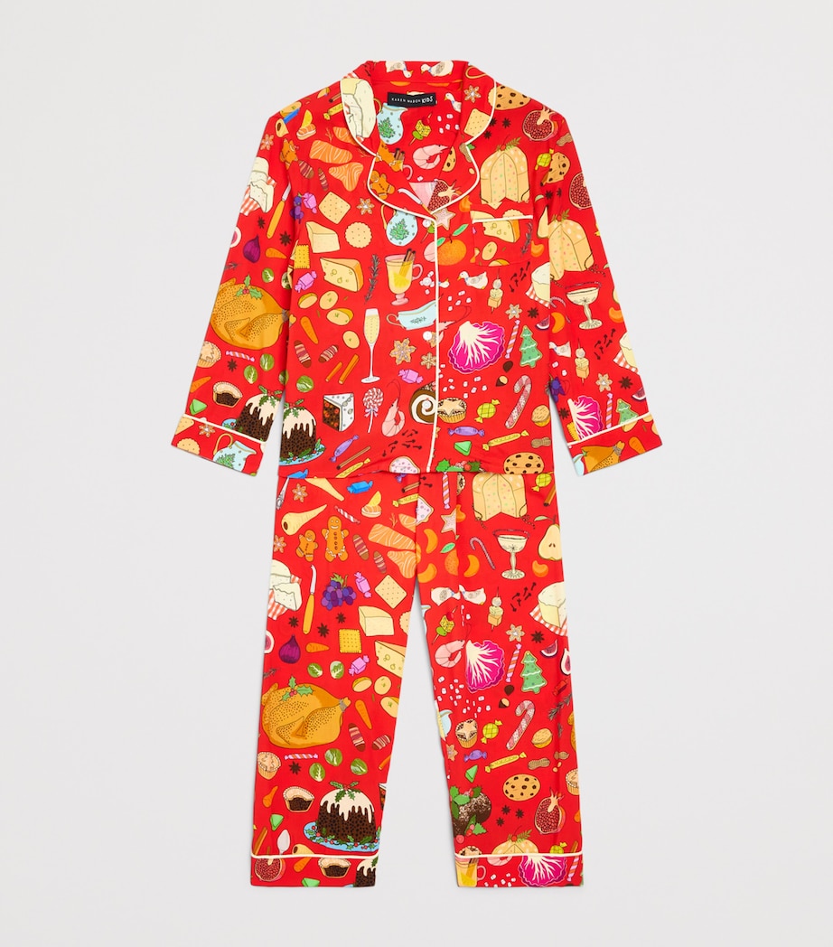 KAREN MABON KIDS Holiday Feast Print Pyjama Set (2-13 Years) Red Image 3