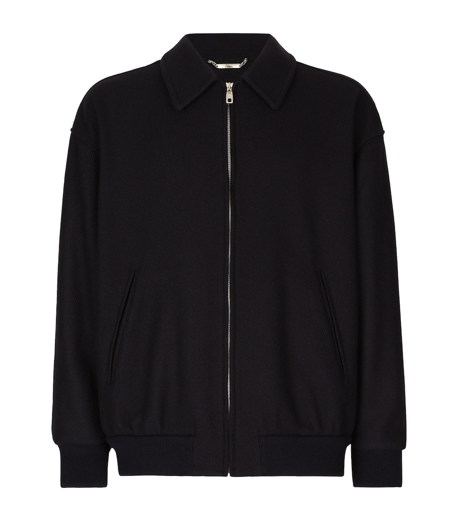 Dolce&Gabbana Mens Wool-Blend Bomber Jacket Very Dark Blue Image 1