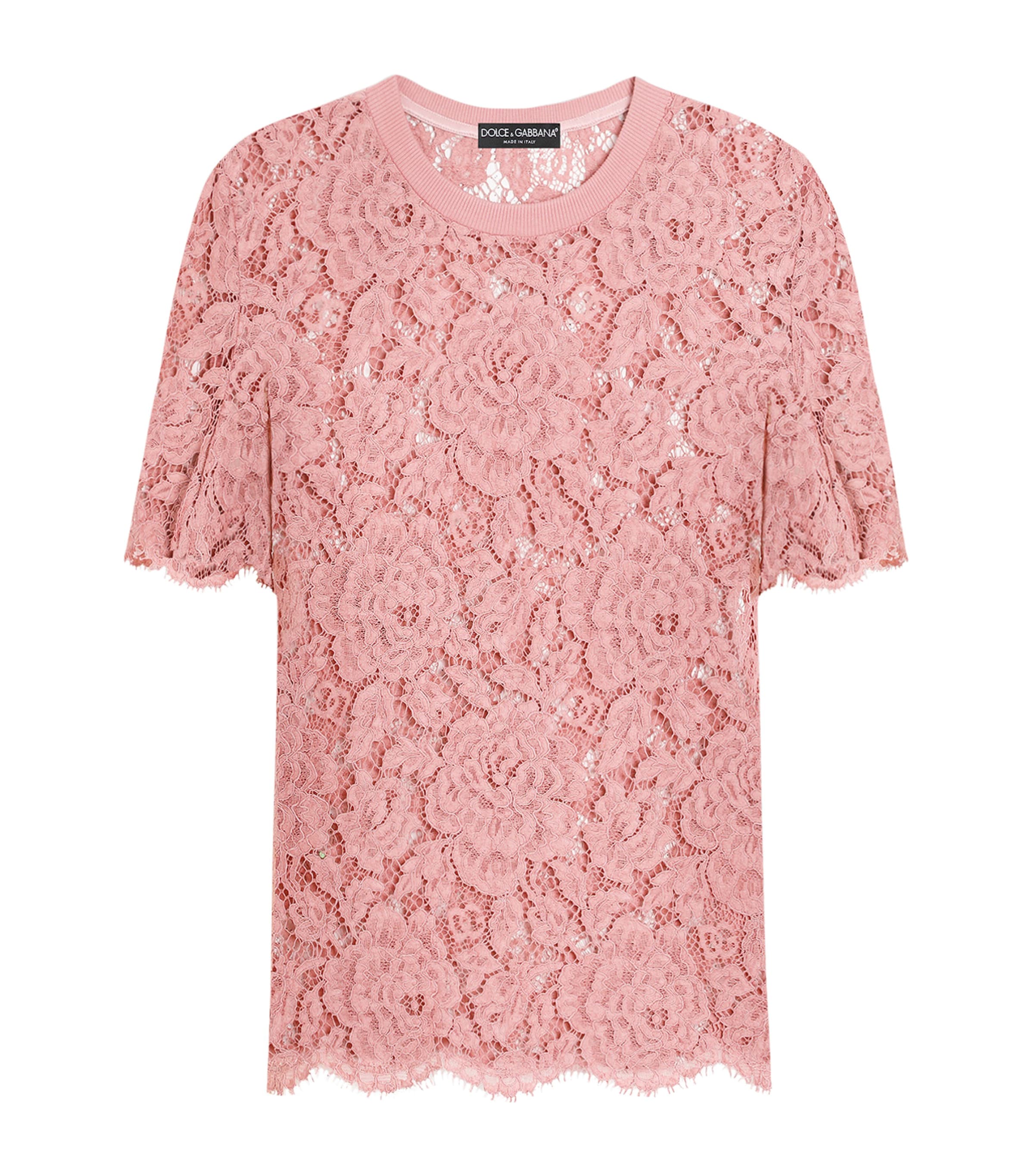 Dolce & Gabbana Dolce&gabbana Pink Lace T Shirt