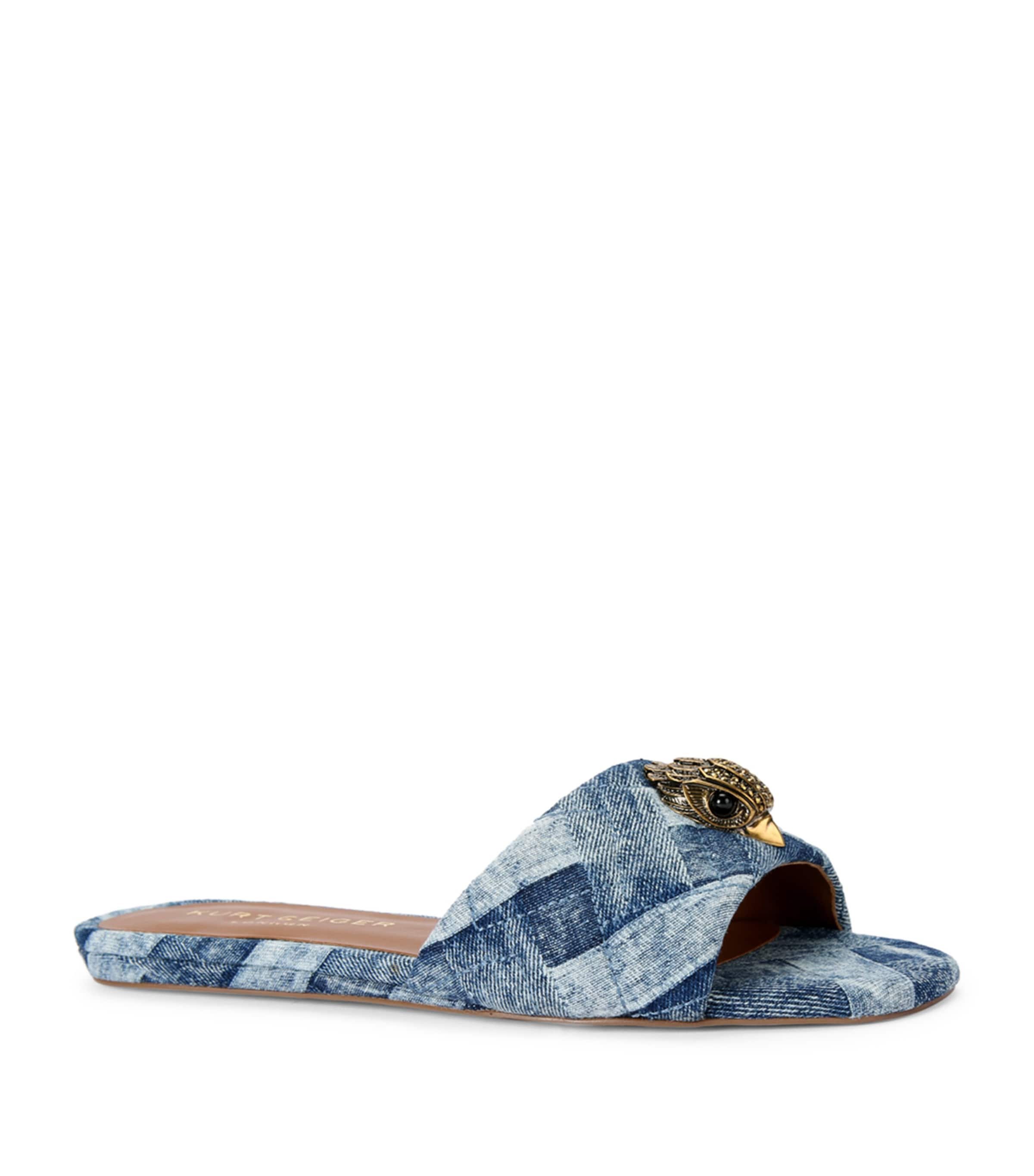 Kurt Geiger Leather Kensington Slides In Blue