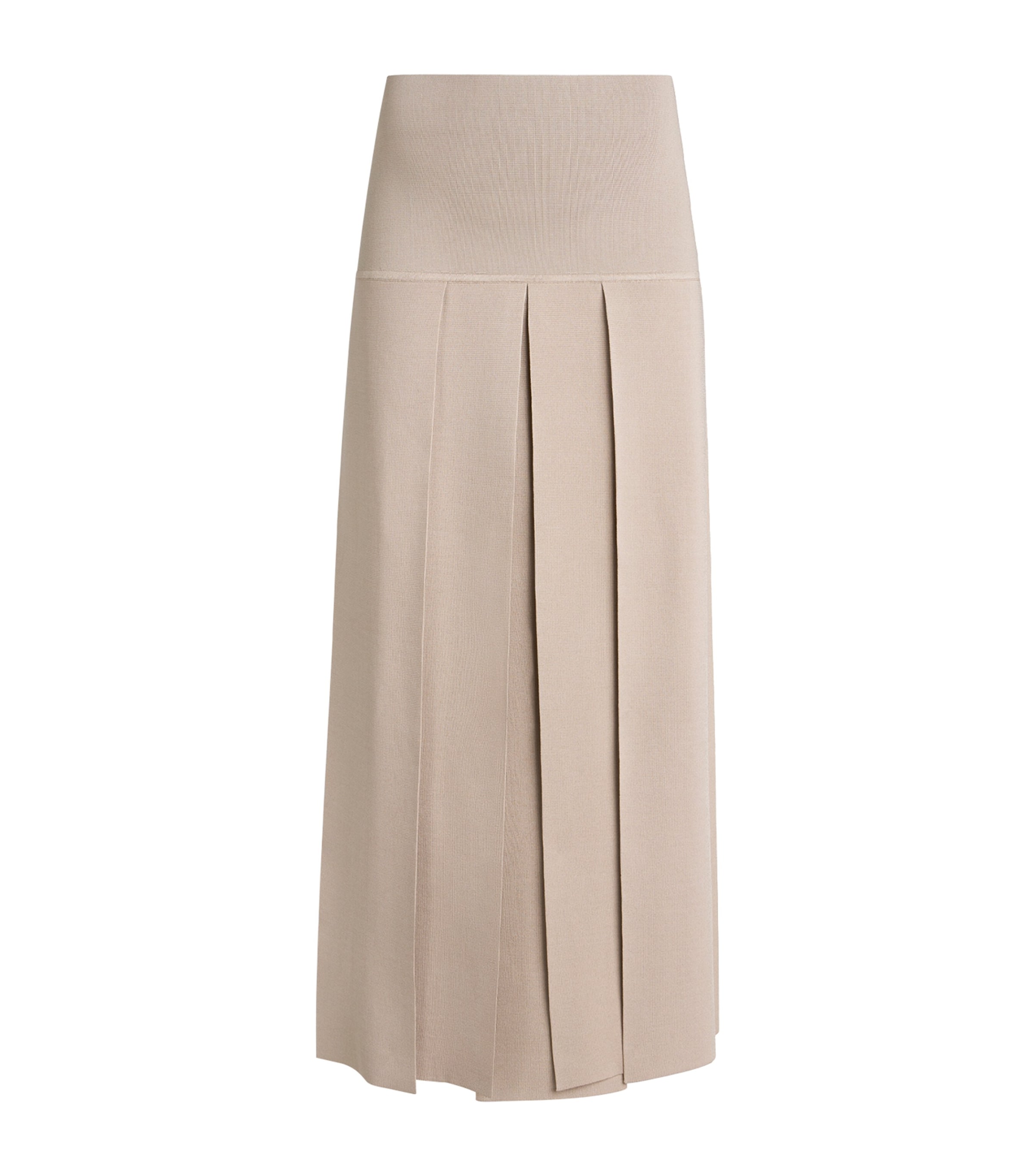 Alaïa Womens Pleated Midi Skirt Beige Image 1