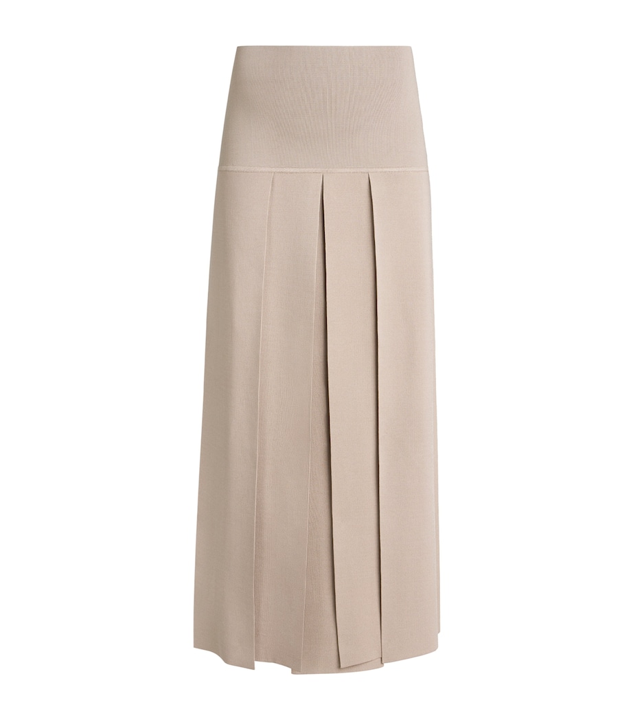 Alaïa Womens Pleated Midi Skirt Beige Image 1