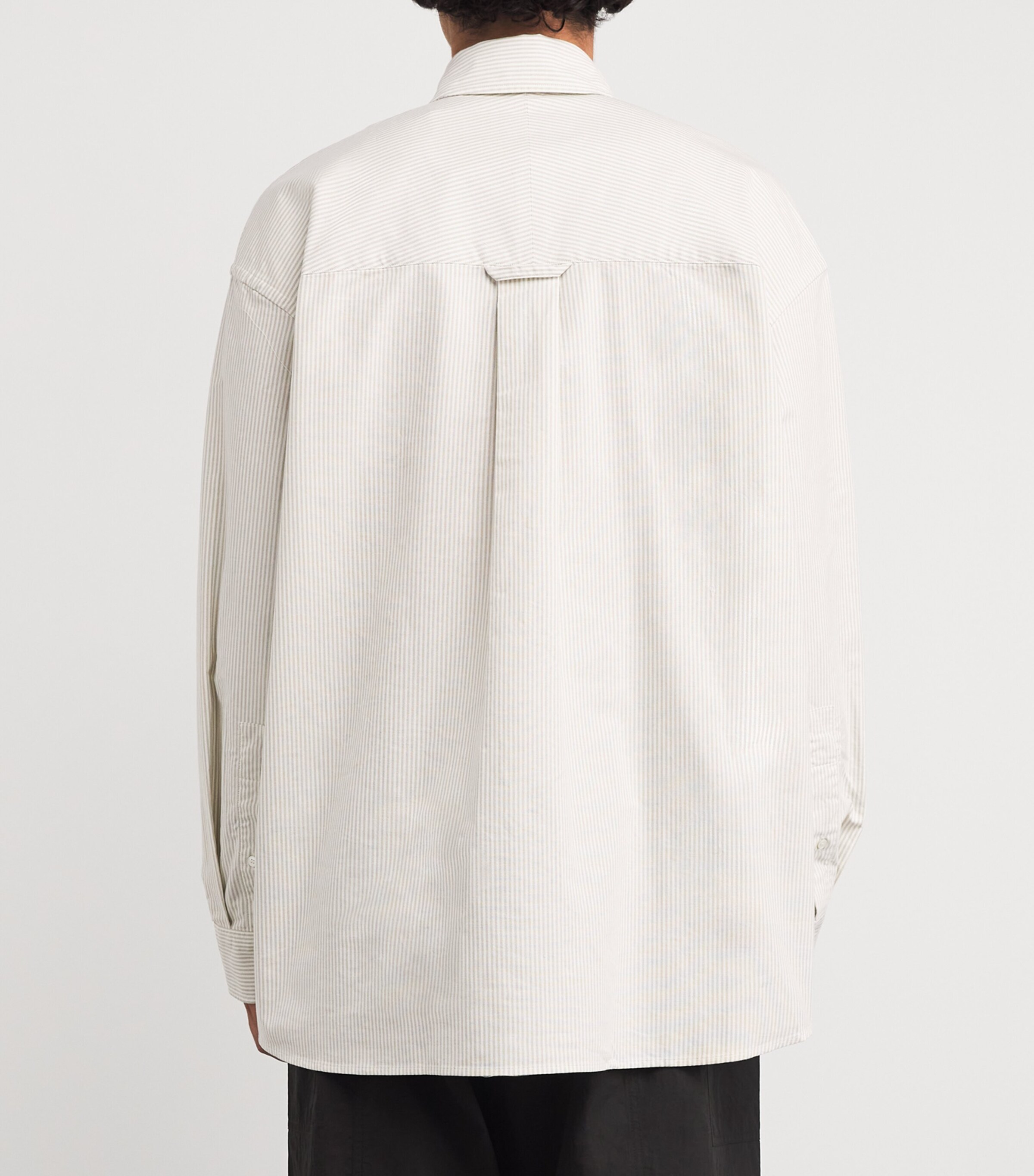 Cotton Stripe Oversized Ruskin Shirt KHAKI STRIPE Image 4