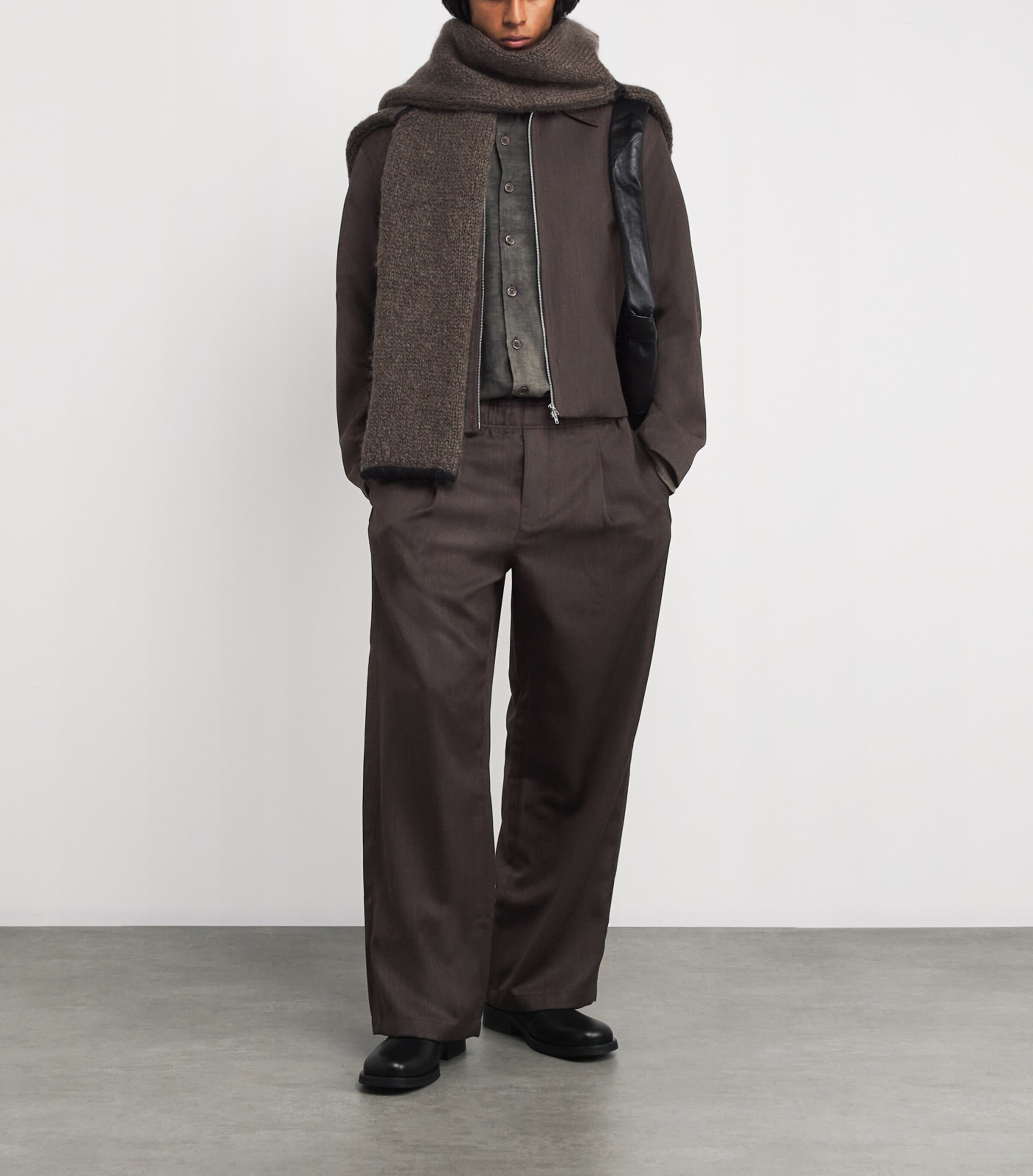 Wool Wide-Leg Leisure Trousers HAVANA BROWN CHAIN Image 2