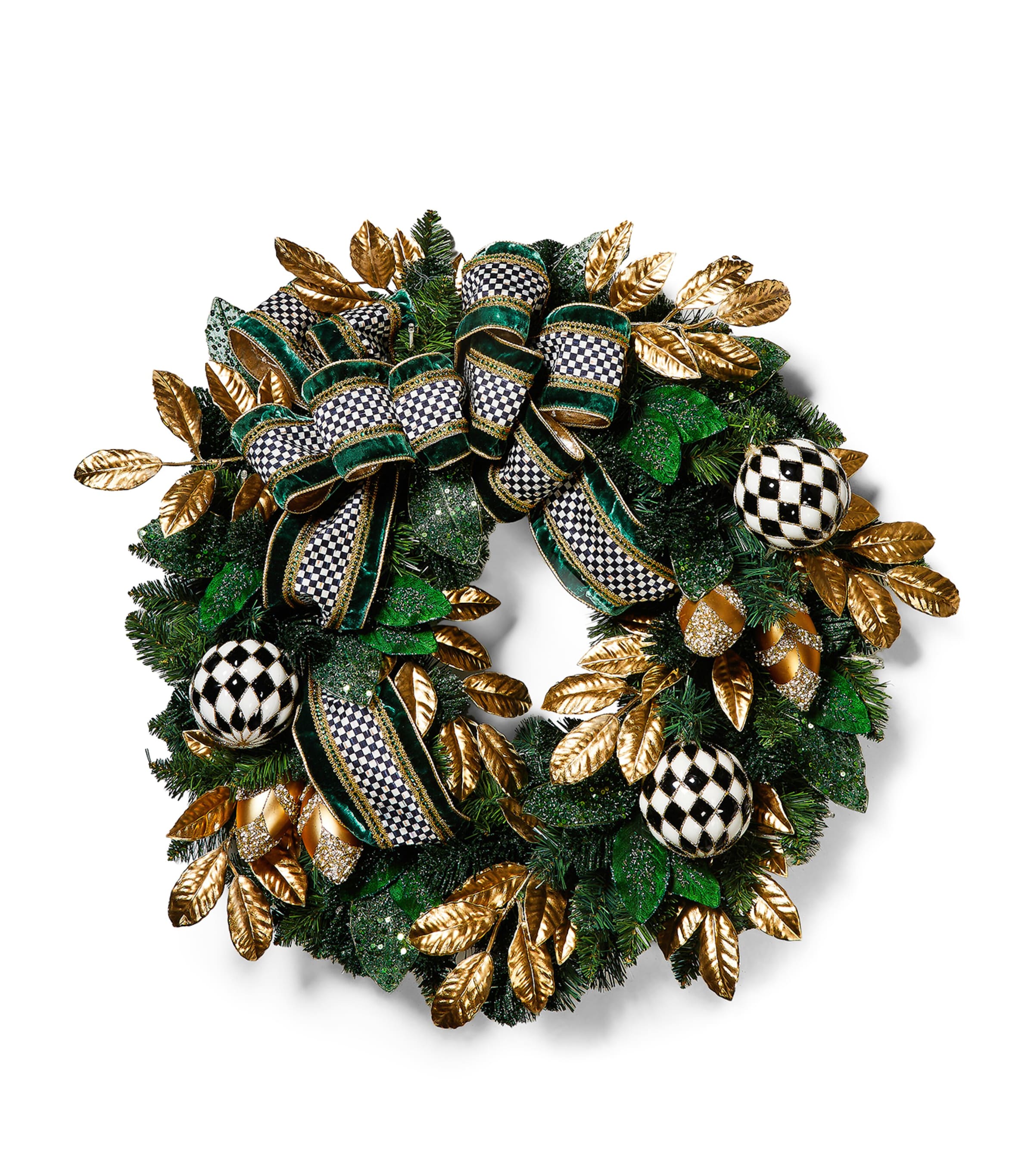 MACKENZIE-CHILDS LIGHT-UP EMERALD WREATH