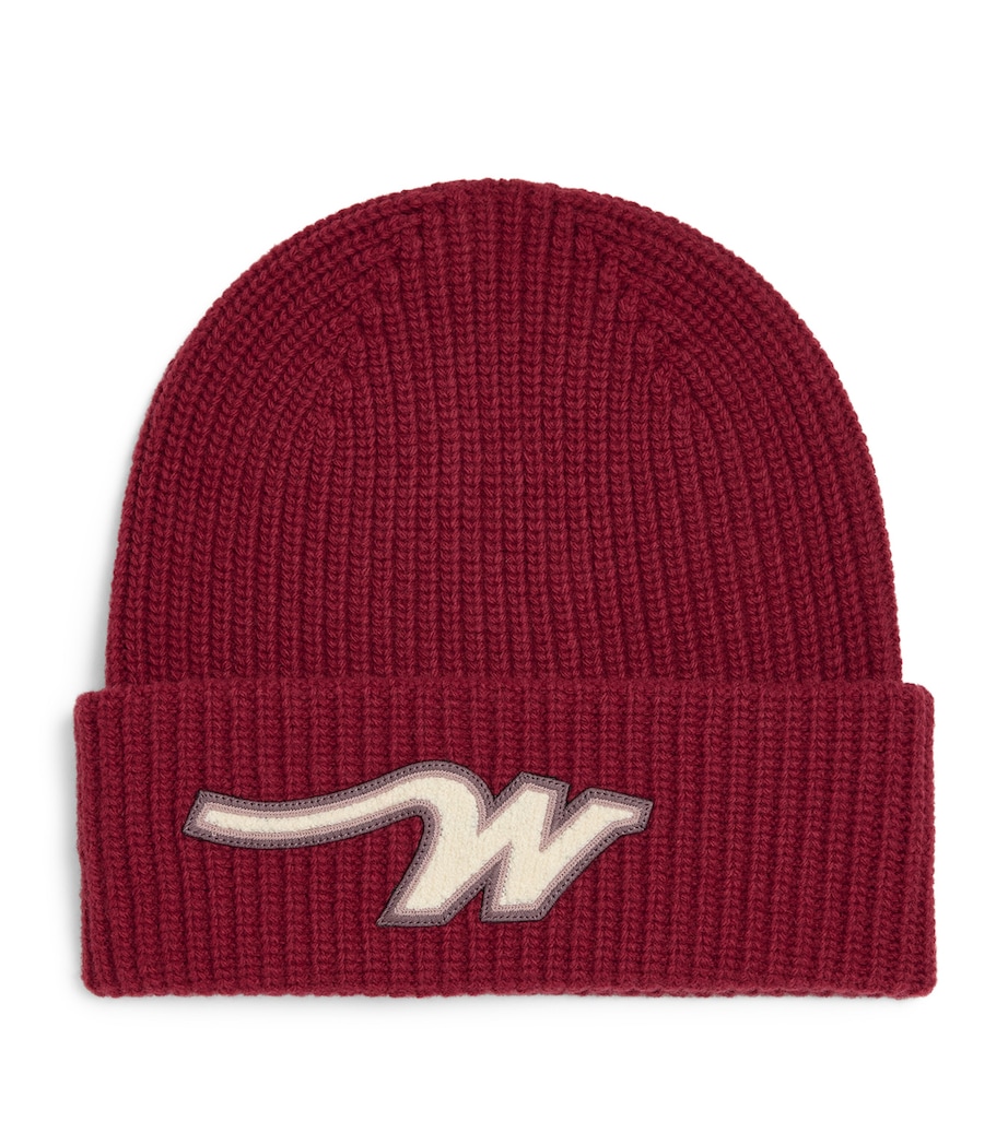 Virgin Wool Monogram Beanie BERRY RED Image 1
