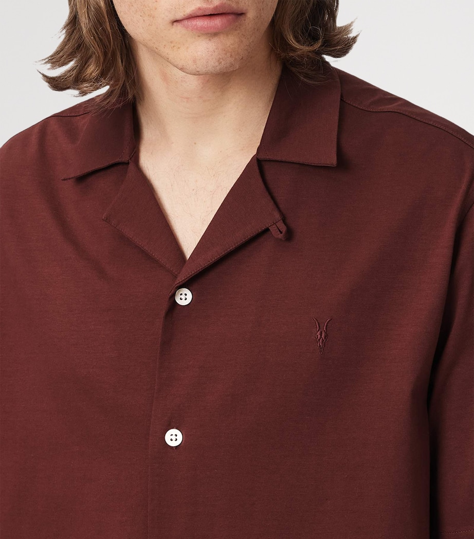 AllSaints Mens Organic Cotton Hudson Shirt Burnt Red Image 6