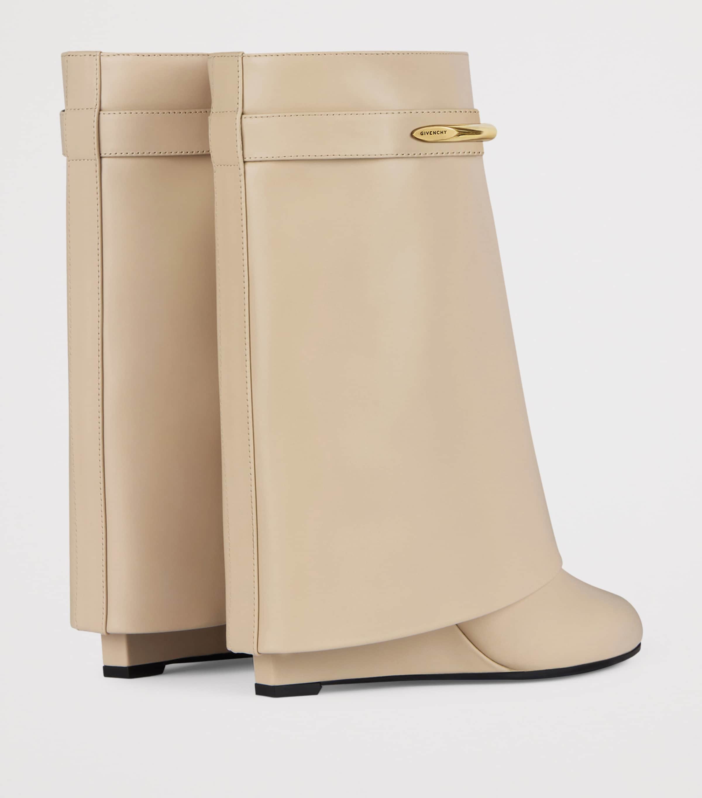 Leather Shark Ankle Boots 95 BEIGE Image 4