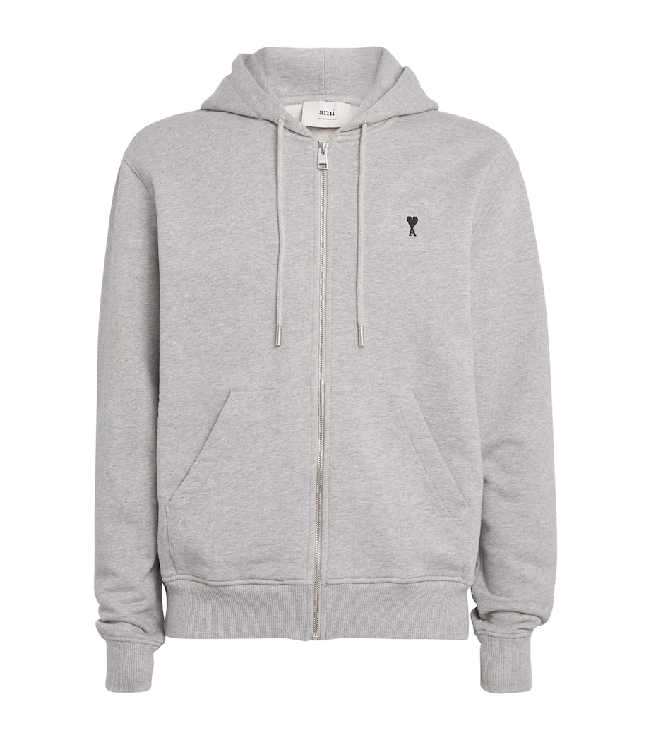 Organic Cotton Ami de Coeur Zip-Up Hoodie 0951 - GRIS CENDRE CHINE Image 1
