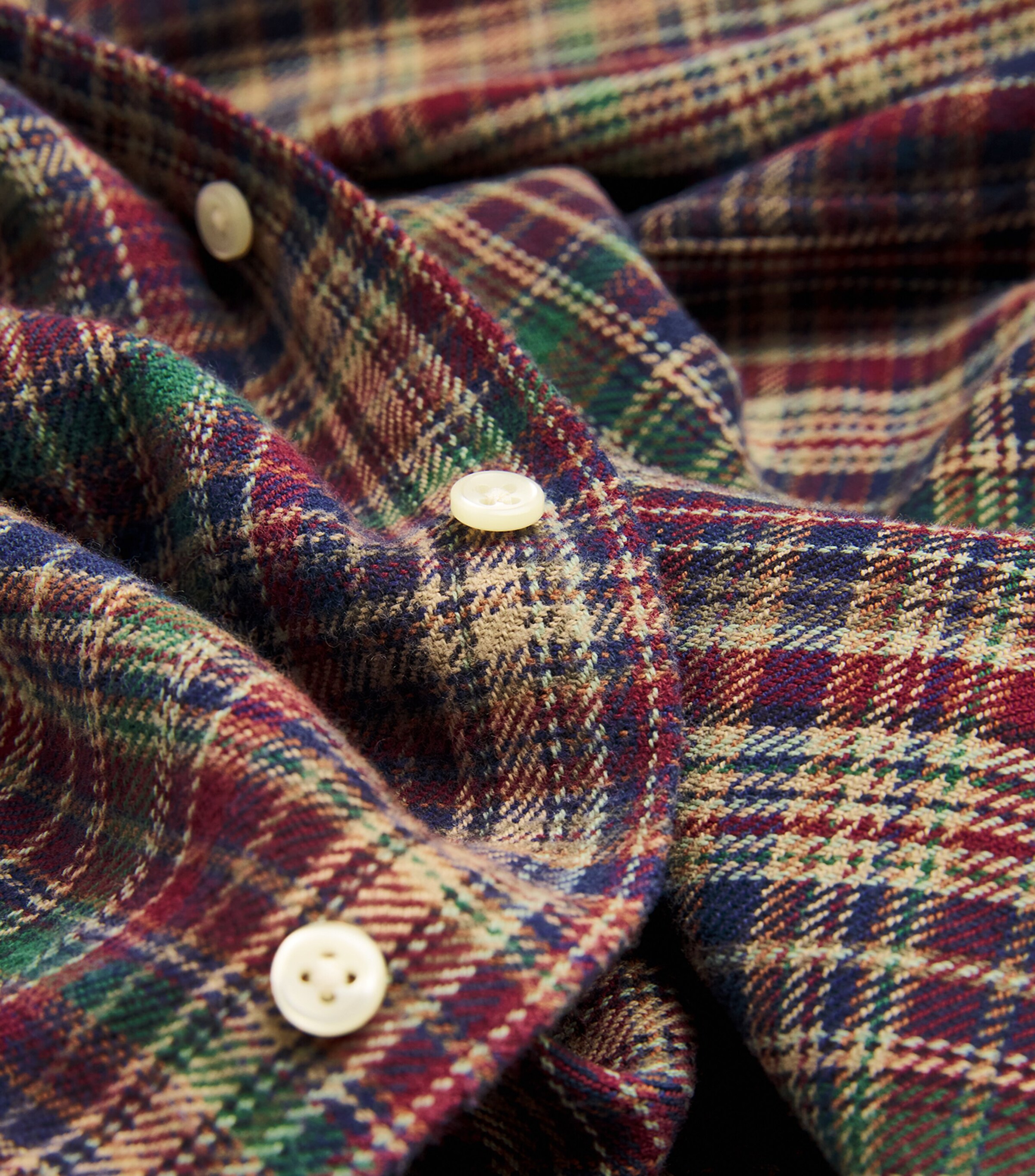 Cotton Plaid Brushed Flannel Shirt MULTI Image 5