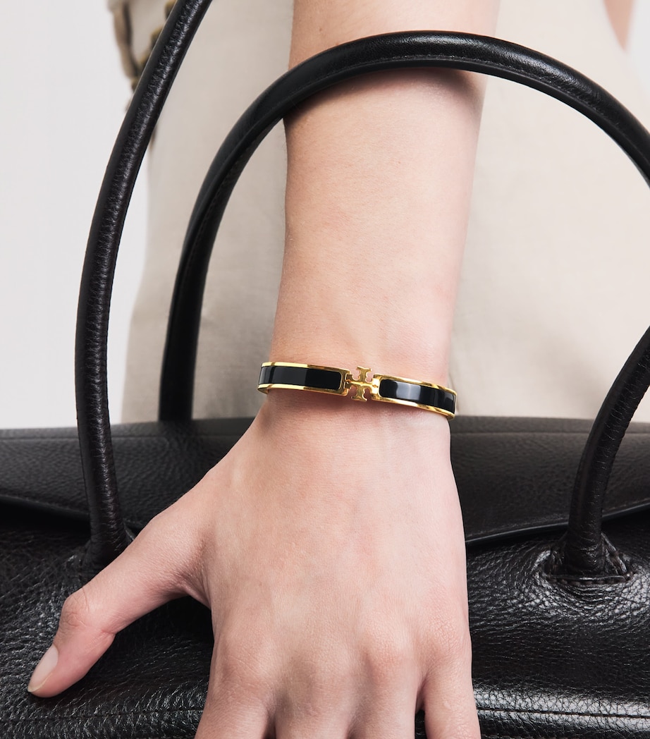 Tory Burch Medium Enamel Icon Bangle Tory Gold/ Black Image 2