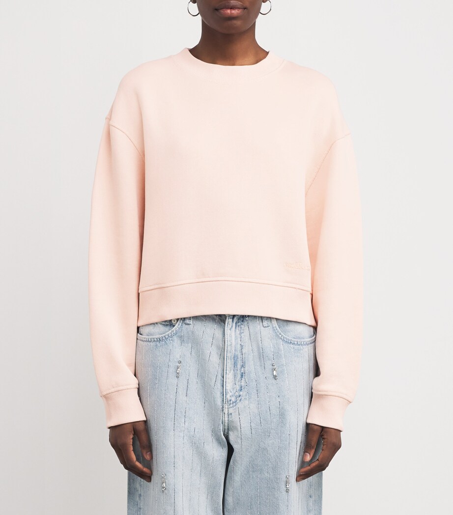 Terry Cloth Cropped Sweatshirt PEACH Image 3