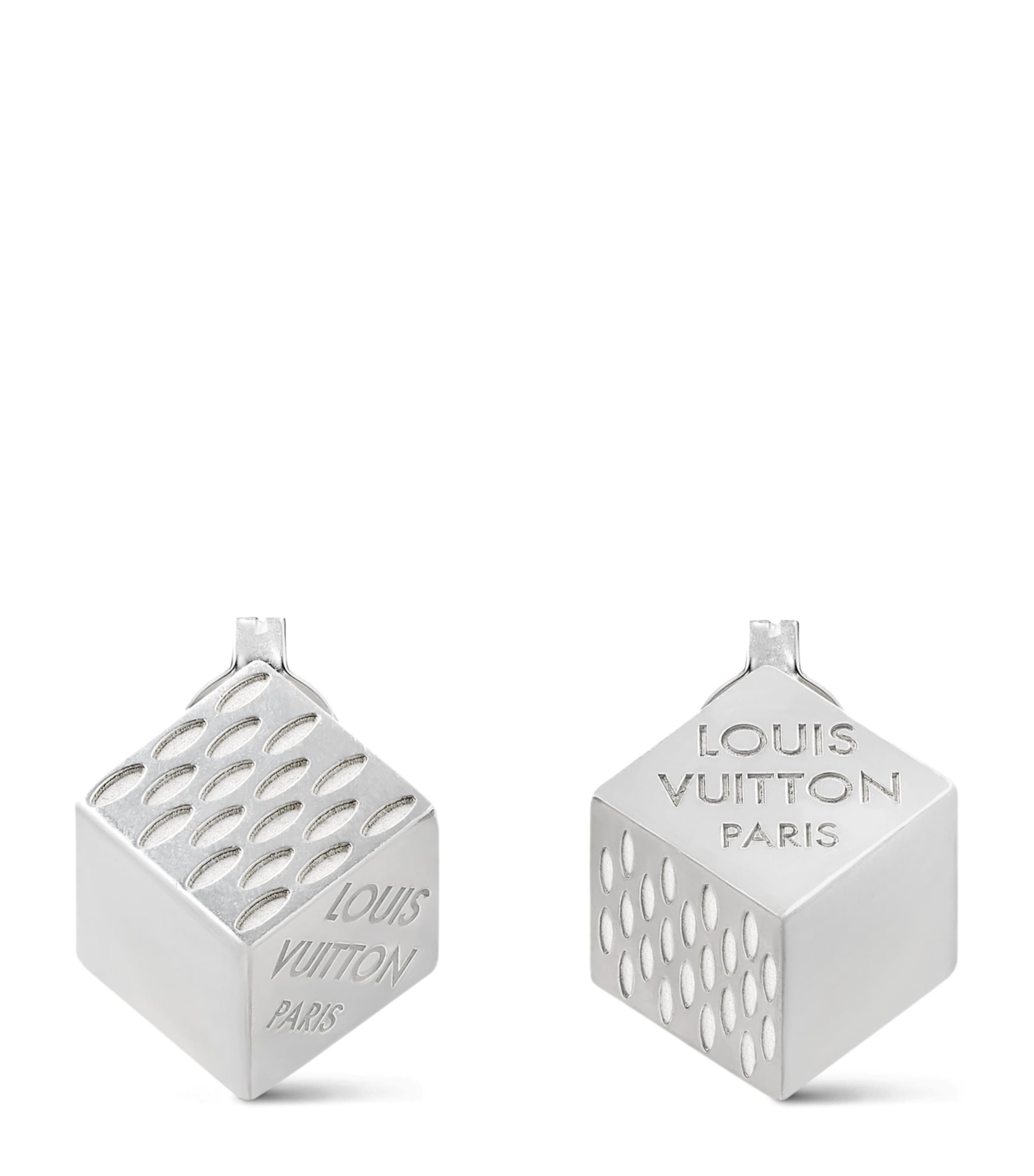 LOUIS VUITTON Sterling Silver Cube Earrings Silver Image 1