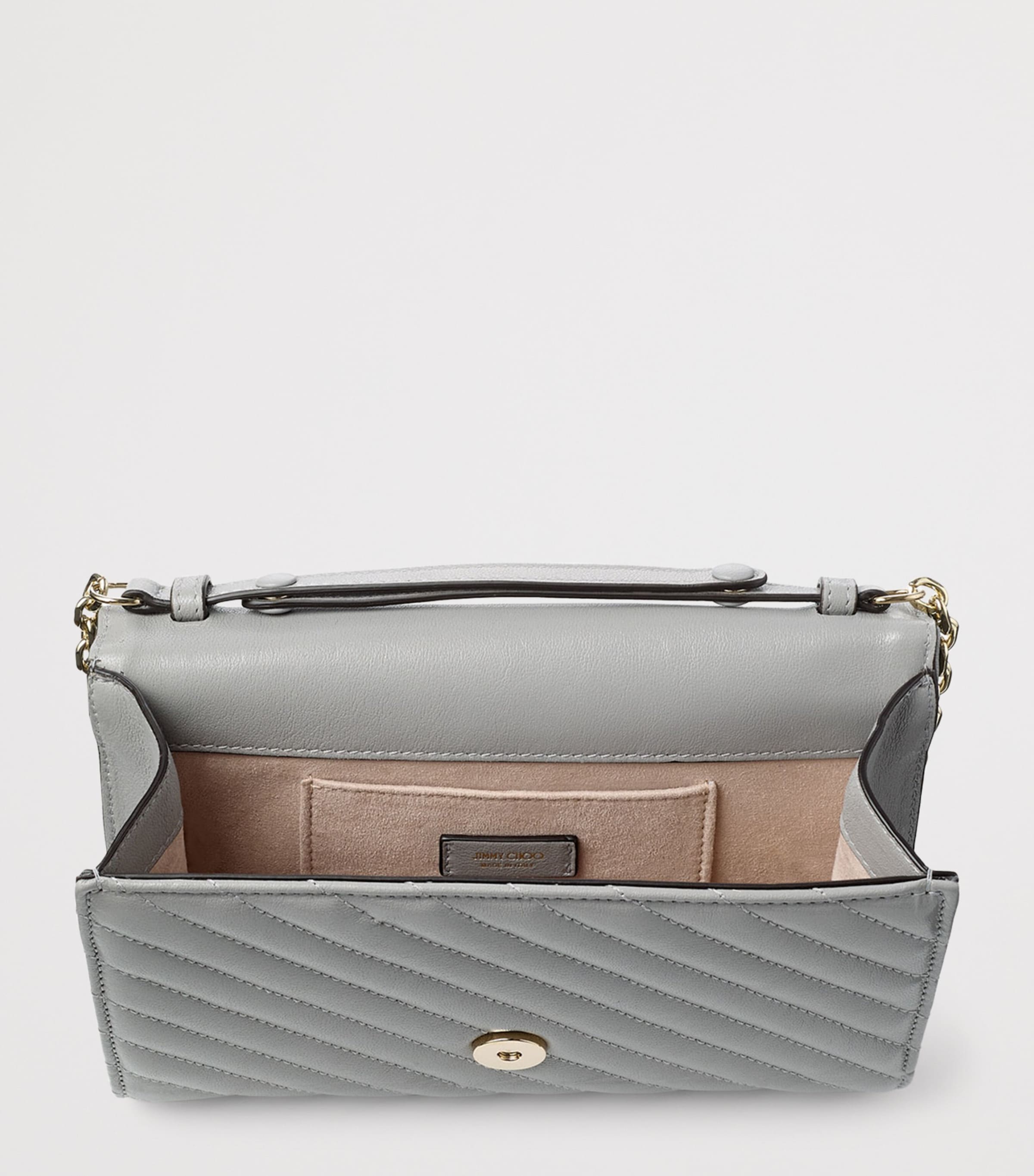 Leather Curve Clutch Bag DOVE/SHINY GOLD Image 4