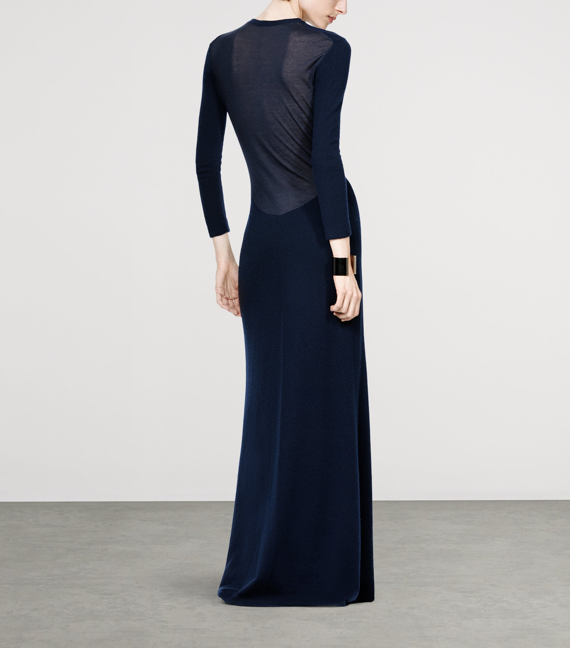 TOM FORD Womens Cashmere-Silk-Blend Sheer Back Maxi Dress Uch Image 4