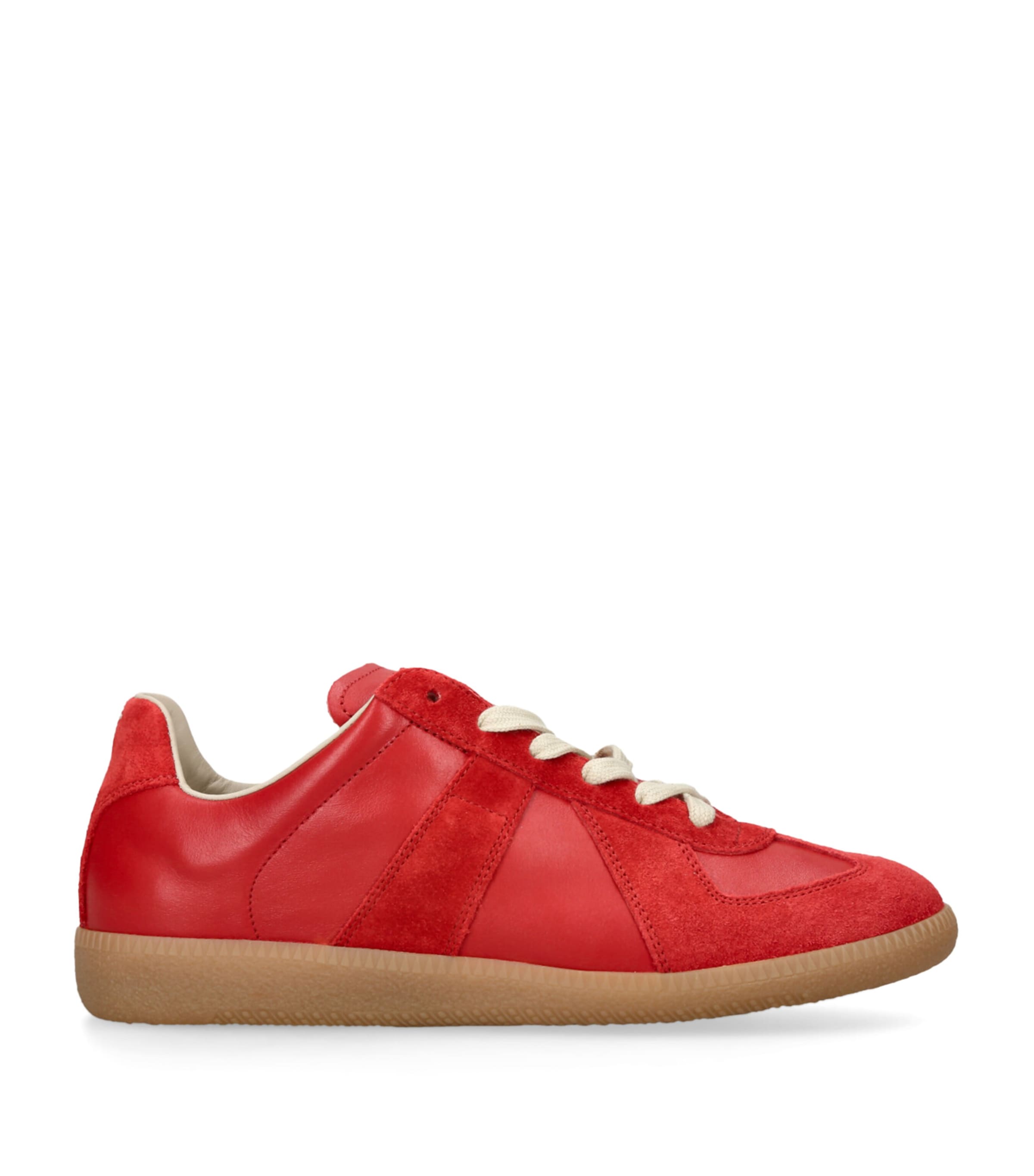 Maison Margiela Leather-suede Replica Sneakers In Red
